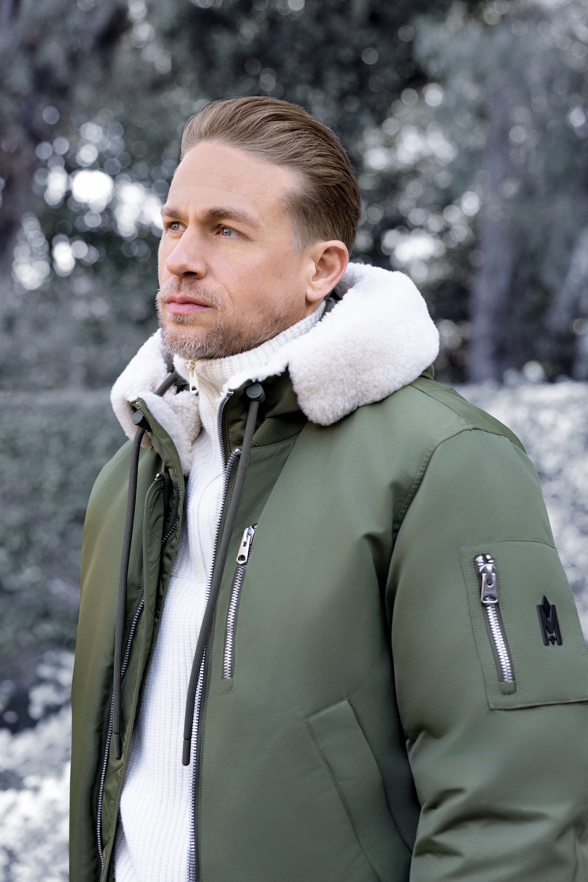 AUGUST Bomber jacket with shearling-trimmed hood for Men Mackage