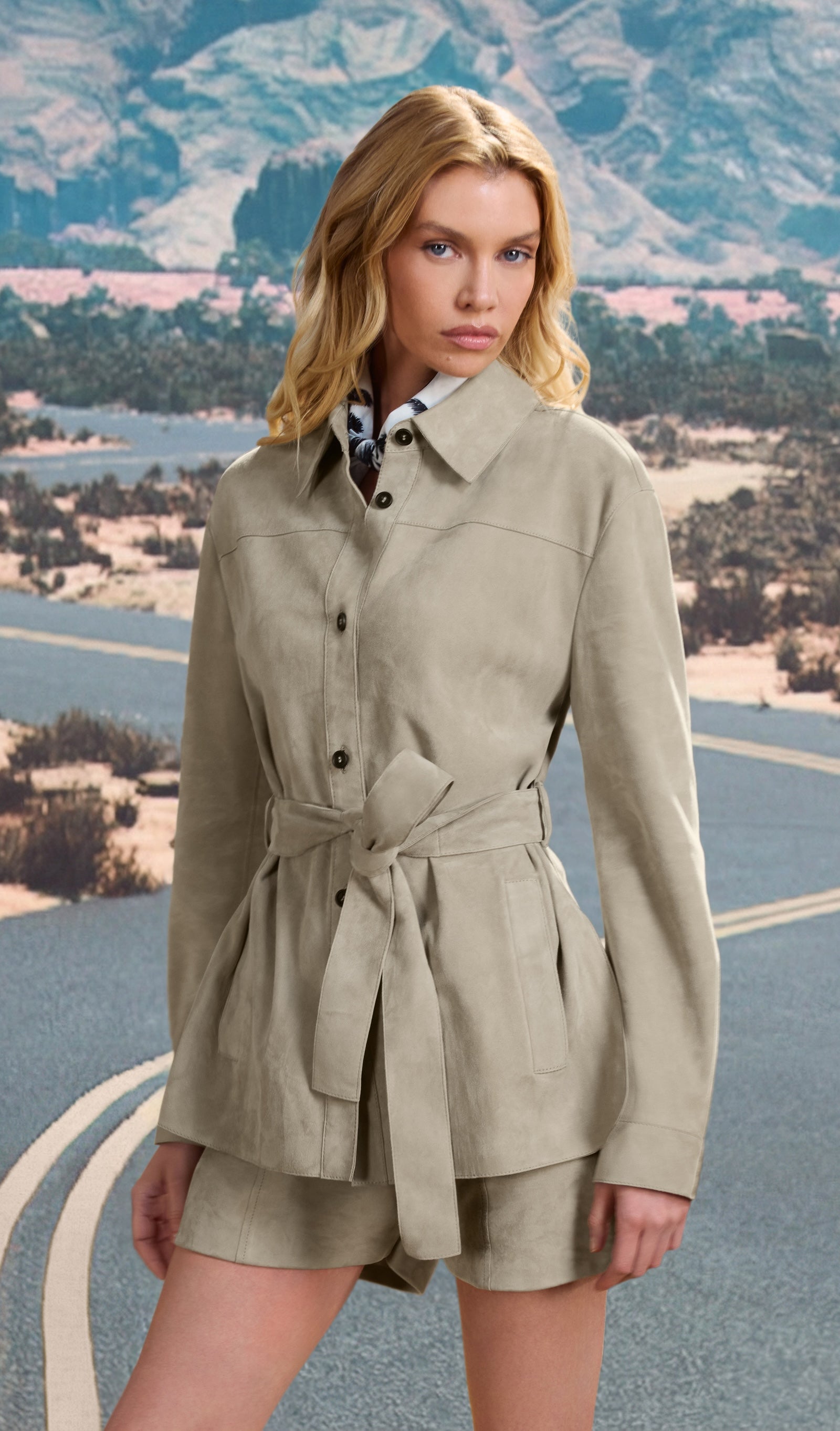 AZALIA-SU Belted Suede Shirt Jacket for Women | Mackage® CA