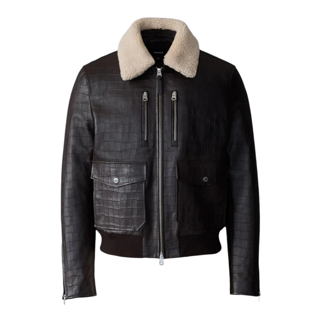 CHANCE-NV Croc-Embossed Leather Jacket for Men | Mackage® CA