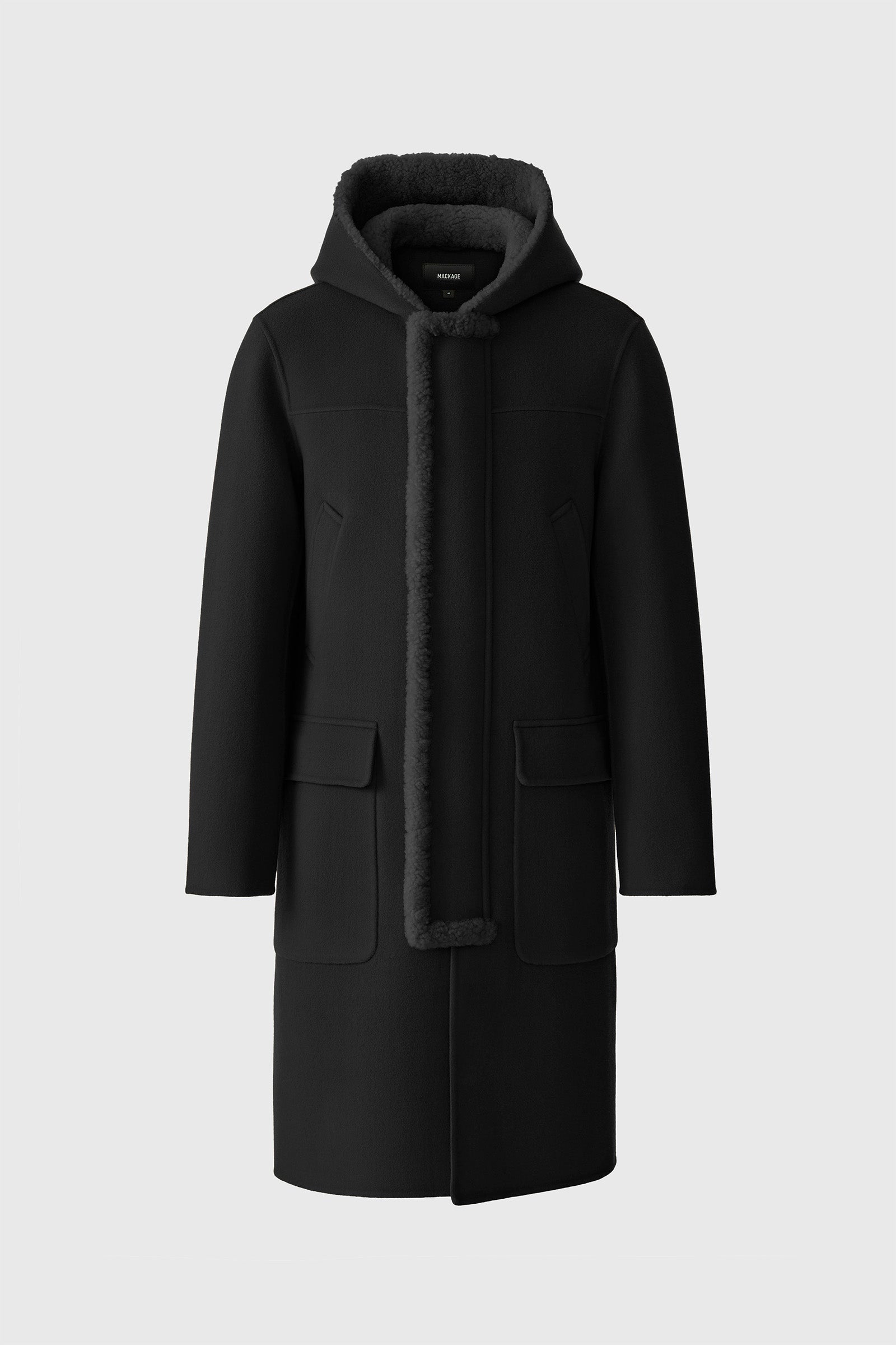 Abraham, heavy double face wool long hooded coat | Mackage® Canada