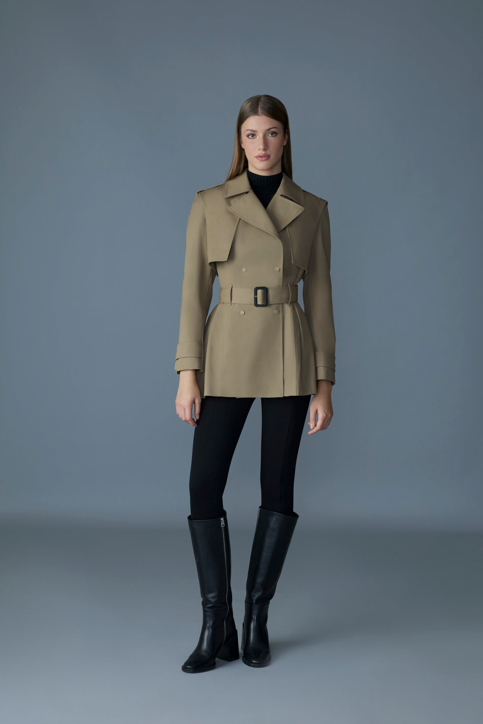 Adva, Mid-Length buckled belt trench | Mackage® Canada