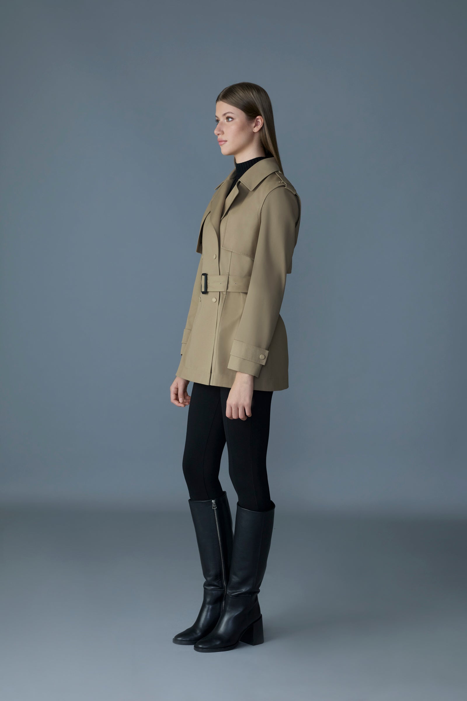 ADVA Mid-Length buckled belt trench | Mackage® CA