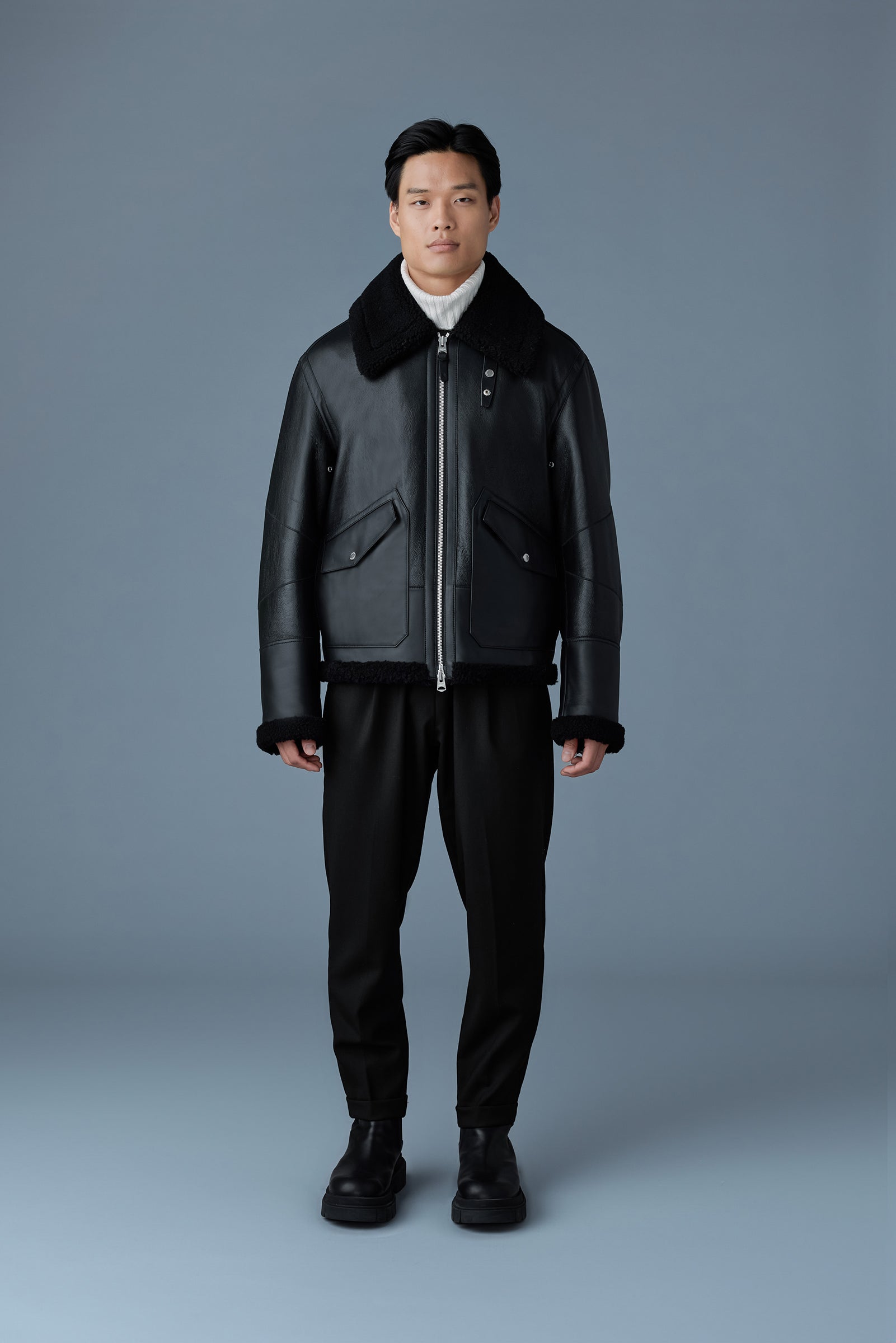 Atlas-SH, shearling and leather aviator-style jacket | Mackage® Canada