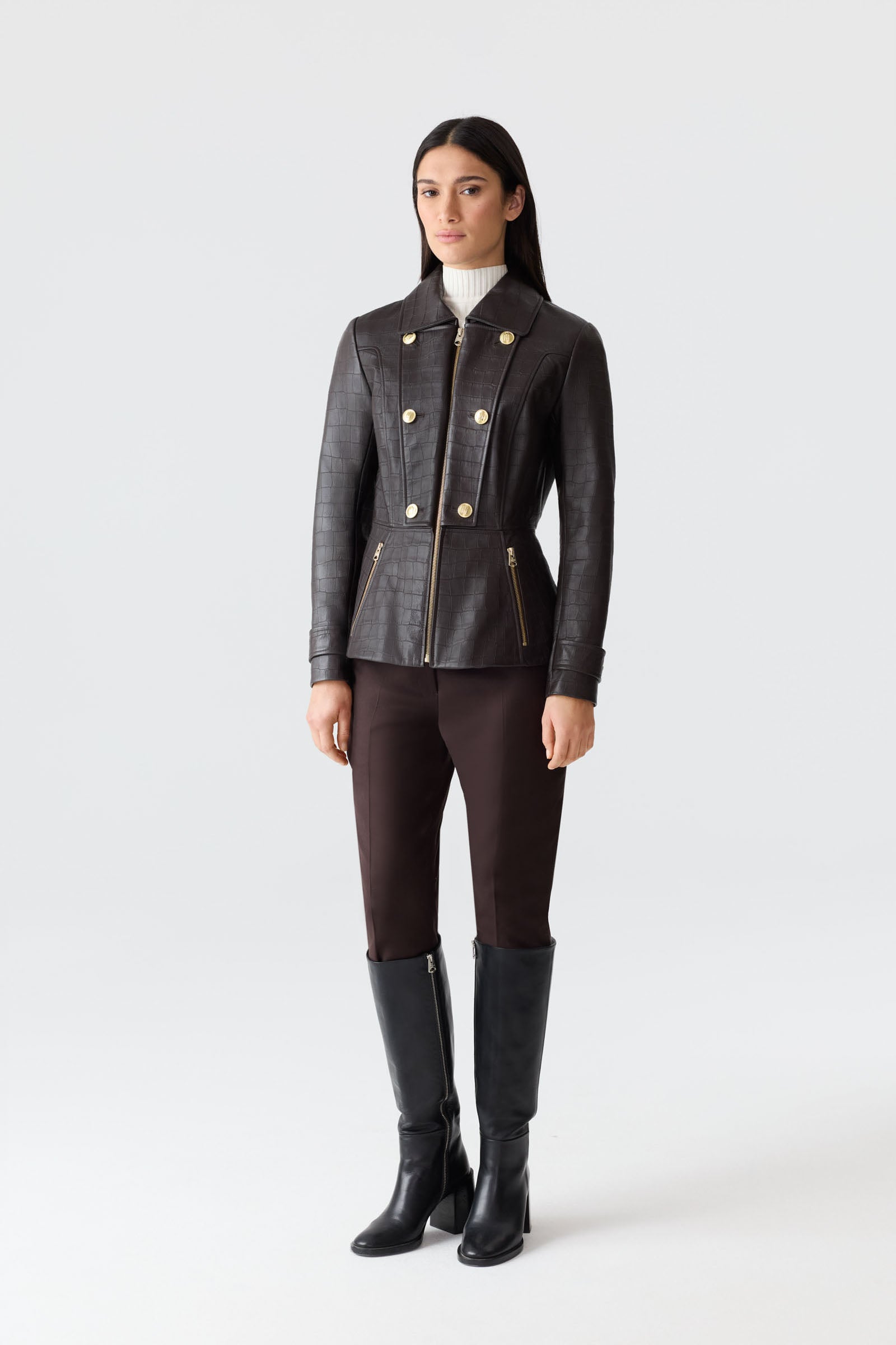 BARBARA-NV Croc Embossed Leather Jacket for Women | Mackage® CA