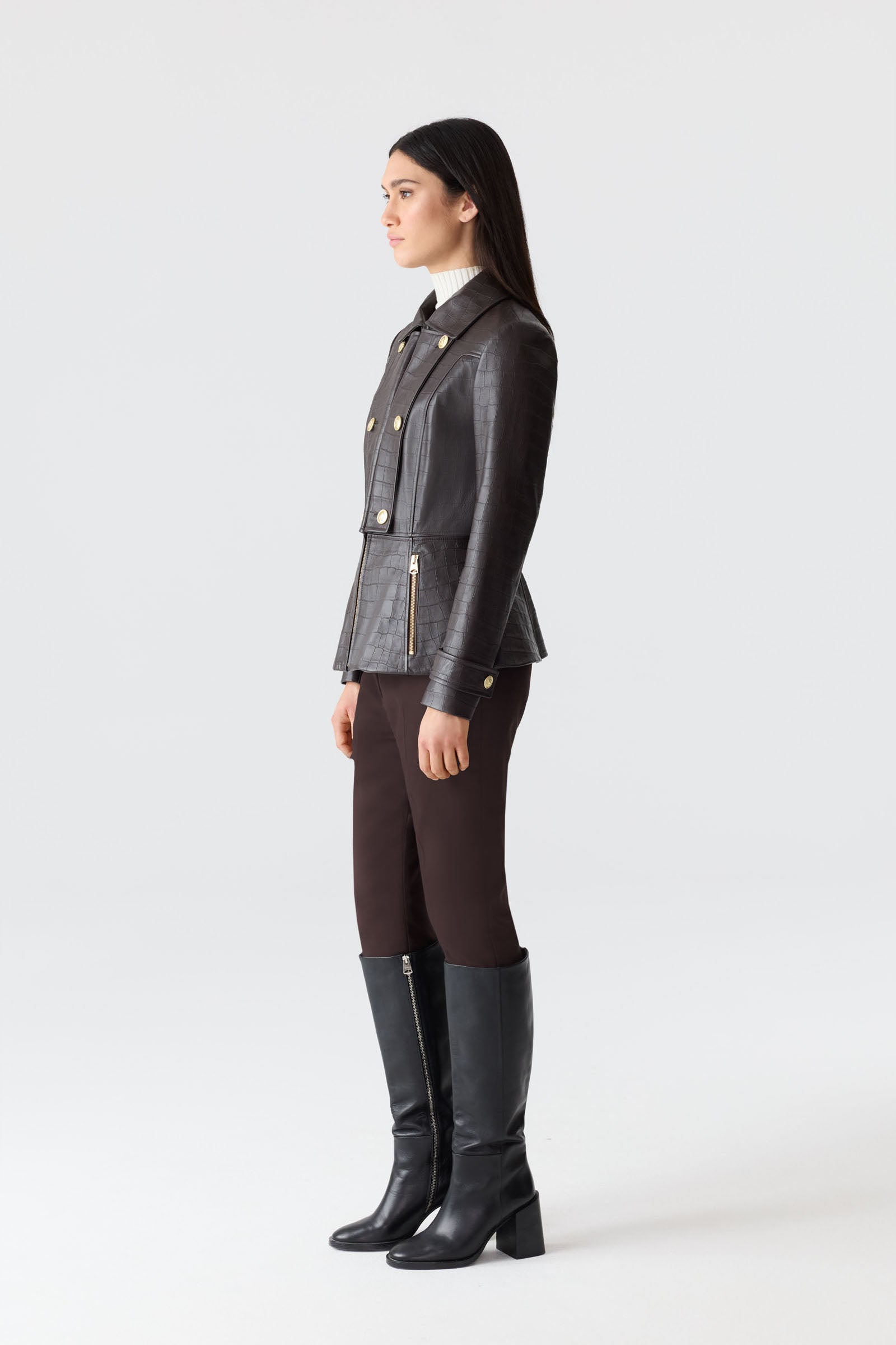 BARBARA-NV Croc Embossed Leather Jacket for Women | Mackage® CA