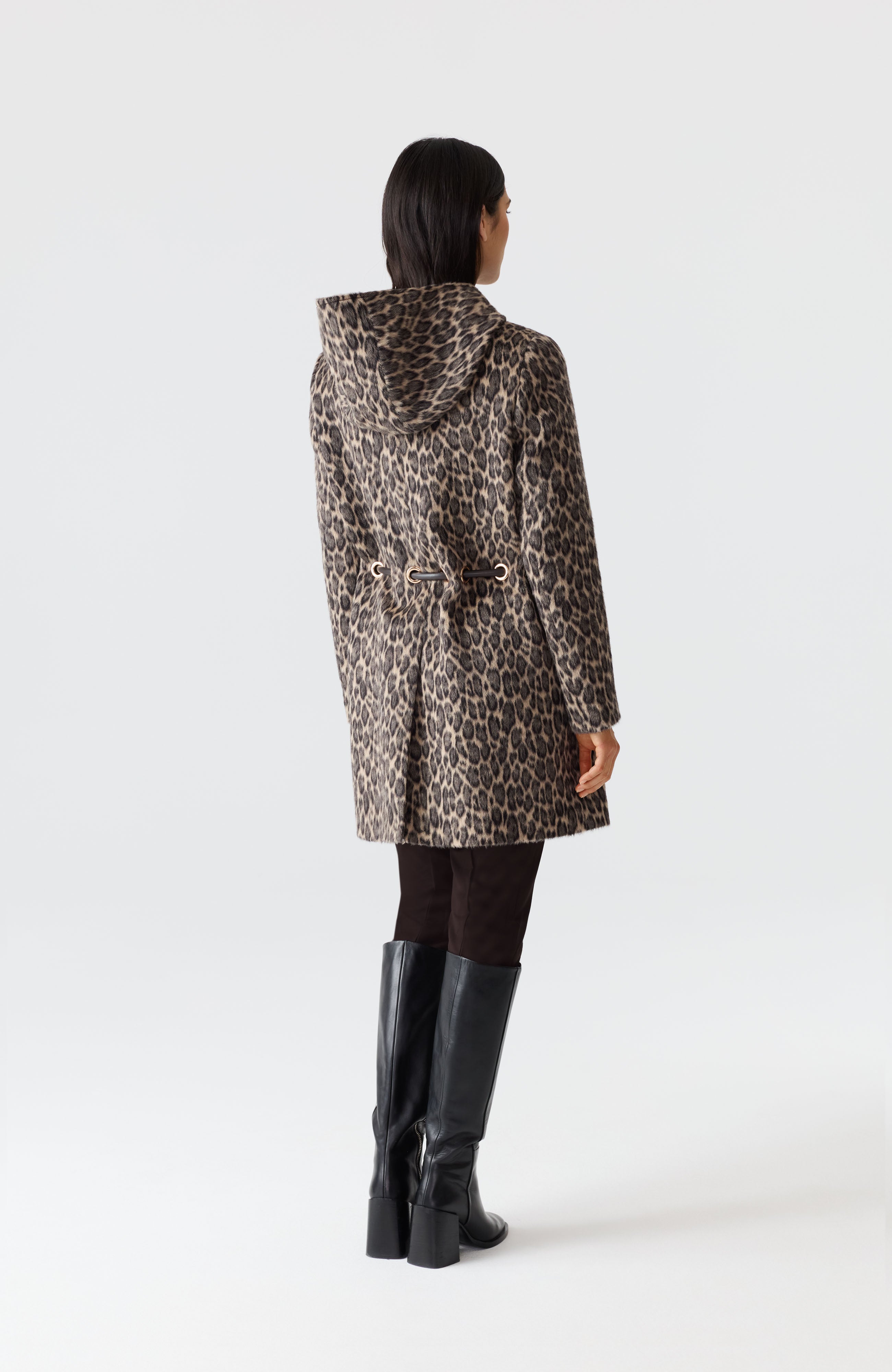 BLITHE-A Leopard Jacquard Wool Coat for Women | Mackage Canada