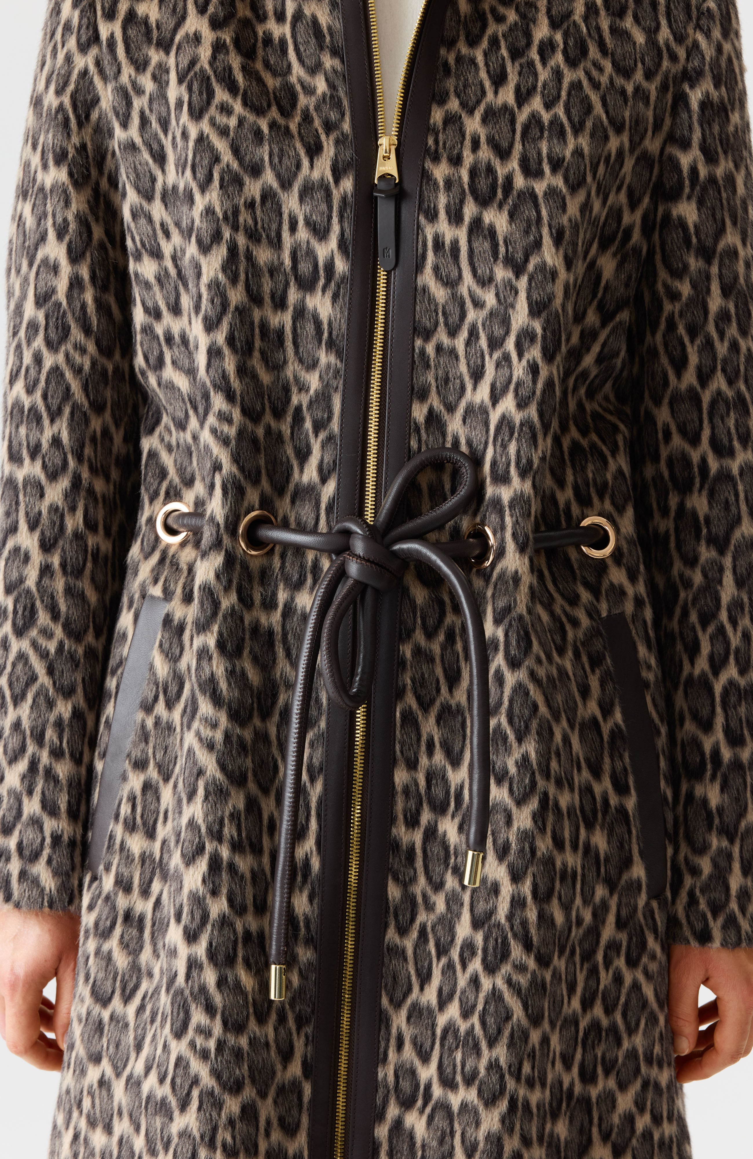 BLITHE-A Leopard Jacquard Wool Coat for Women | Mackage Canada