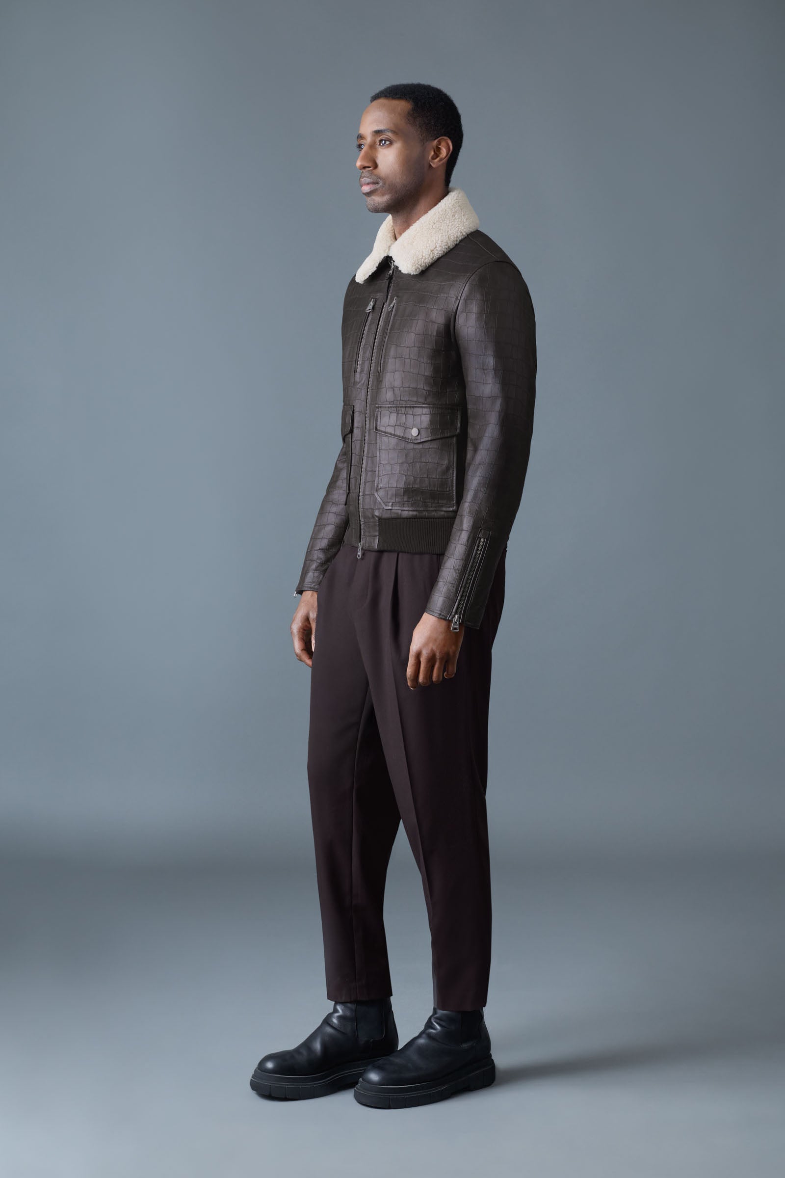 CHANCE-NV Croc-Embossed Leather Jacket for Men | Mackage® CA
