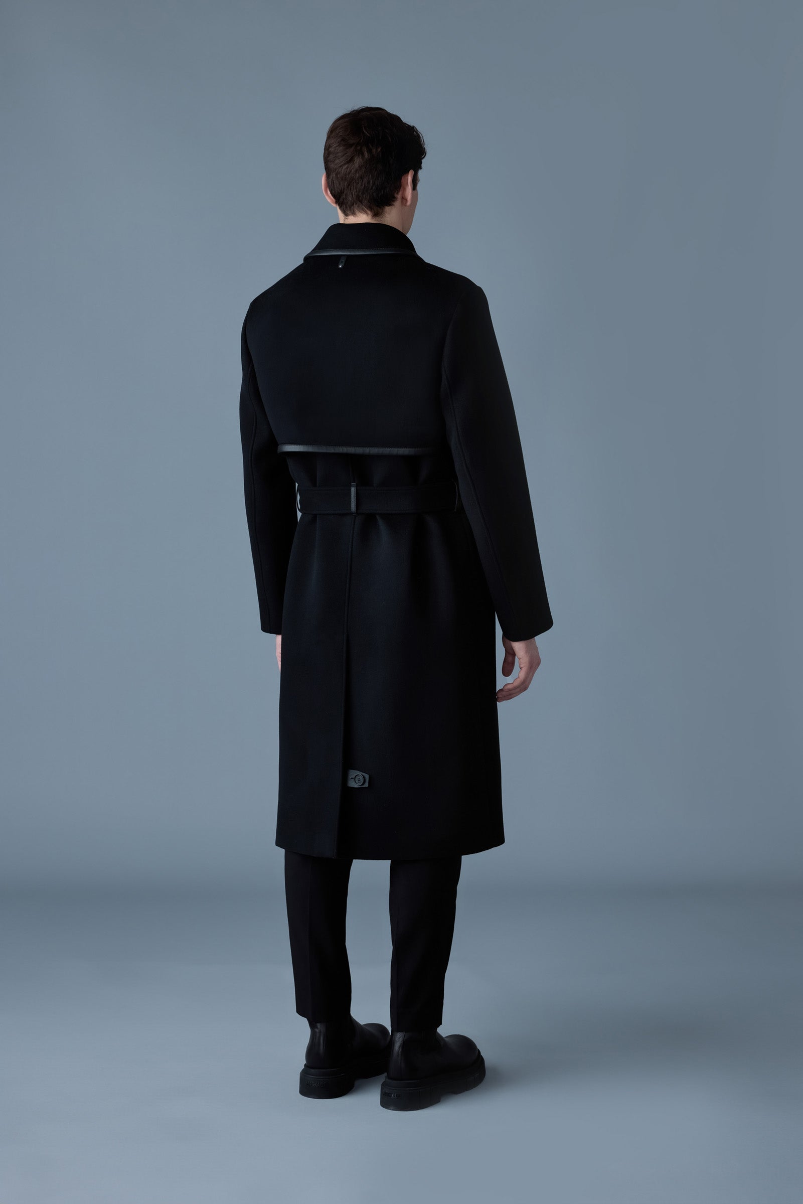 Corbin, wool trench coat with leather detail. | Mackage® Canada