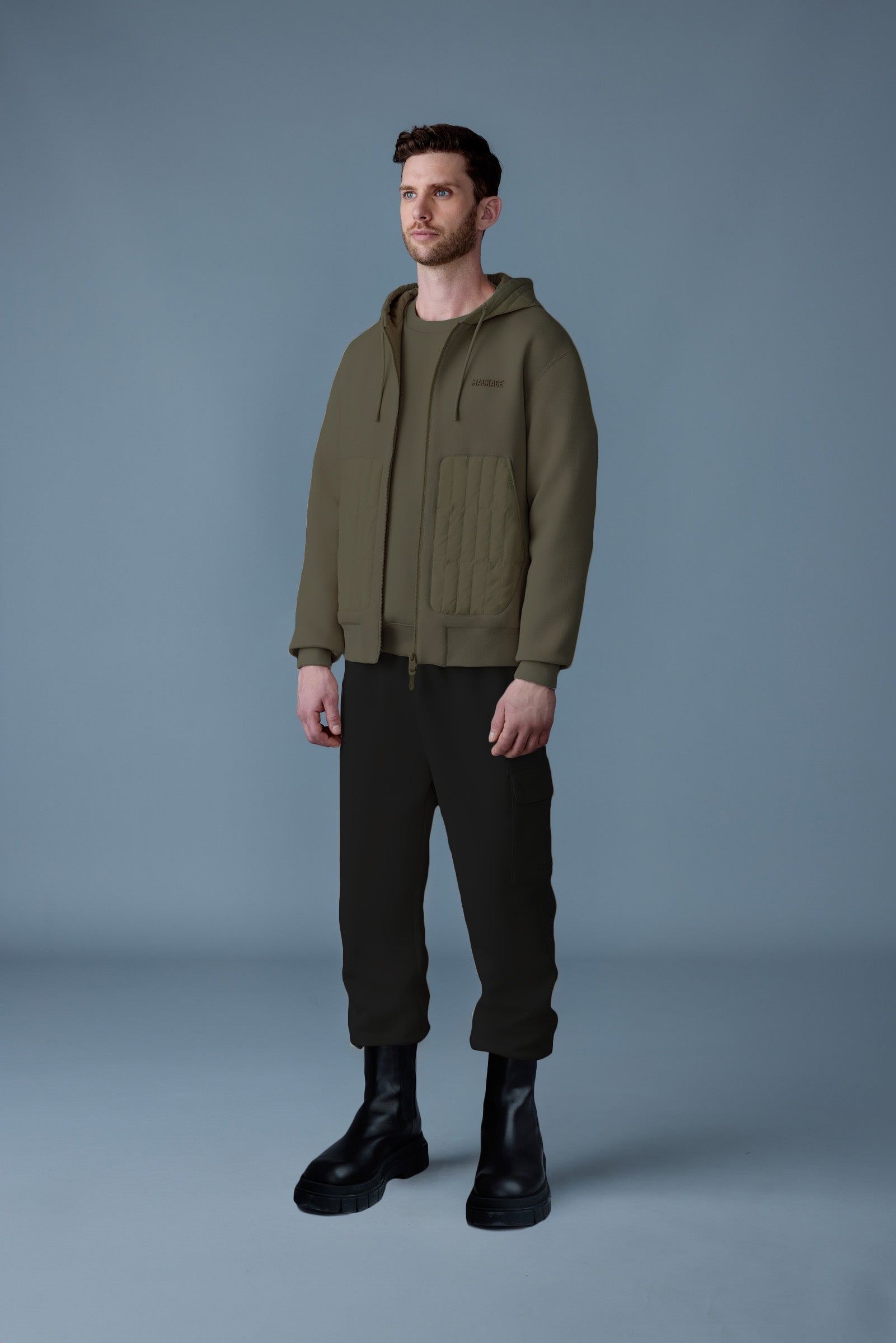 Cruz, zip-up hybrid vertical quilt hoodie | Mackage® Canada