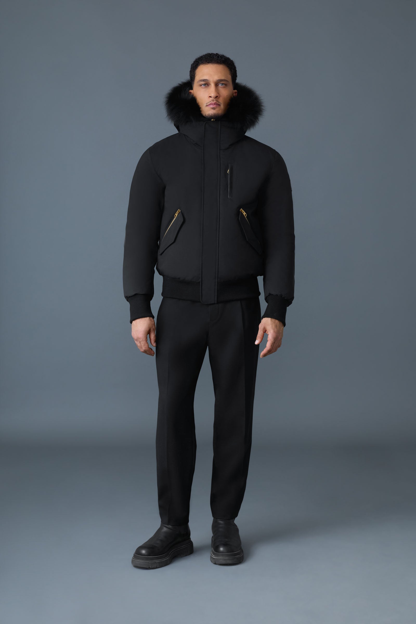 DIXON-BX 2-in-1 Down bomber with blue fur for Men | Mackage® CA