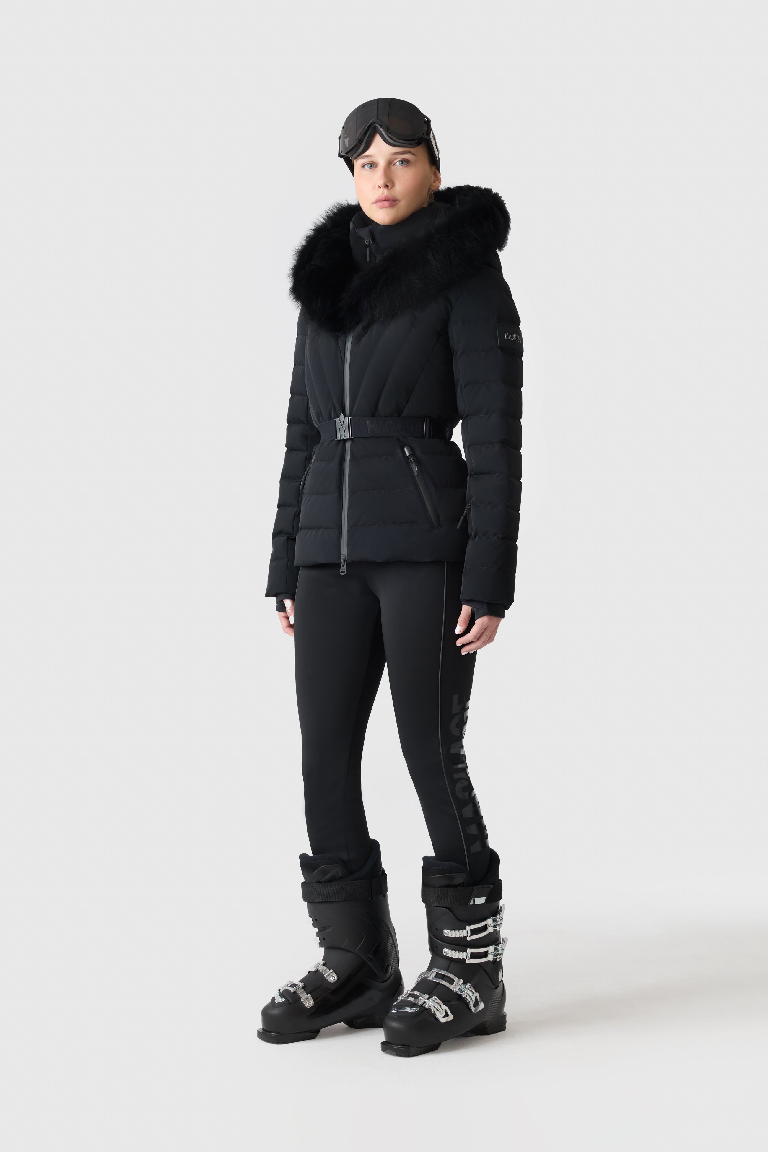 ELITA-ZR Down ski jacket - removable blue fur trim for Women
