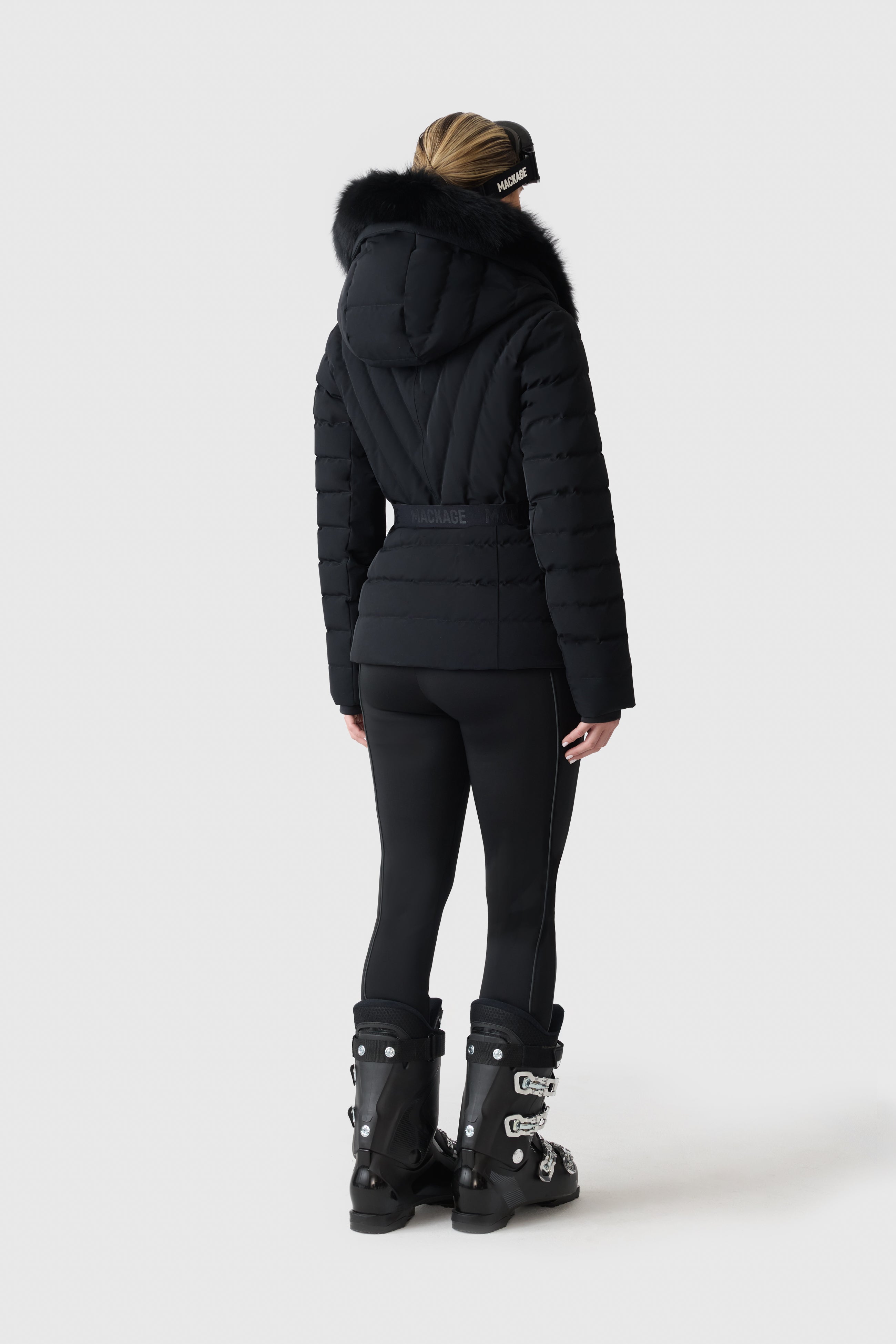 ELITA-ZR Down ski jacket - removable blue fur trim for Women