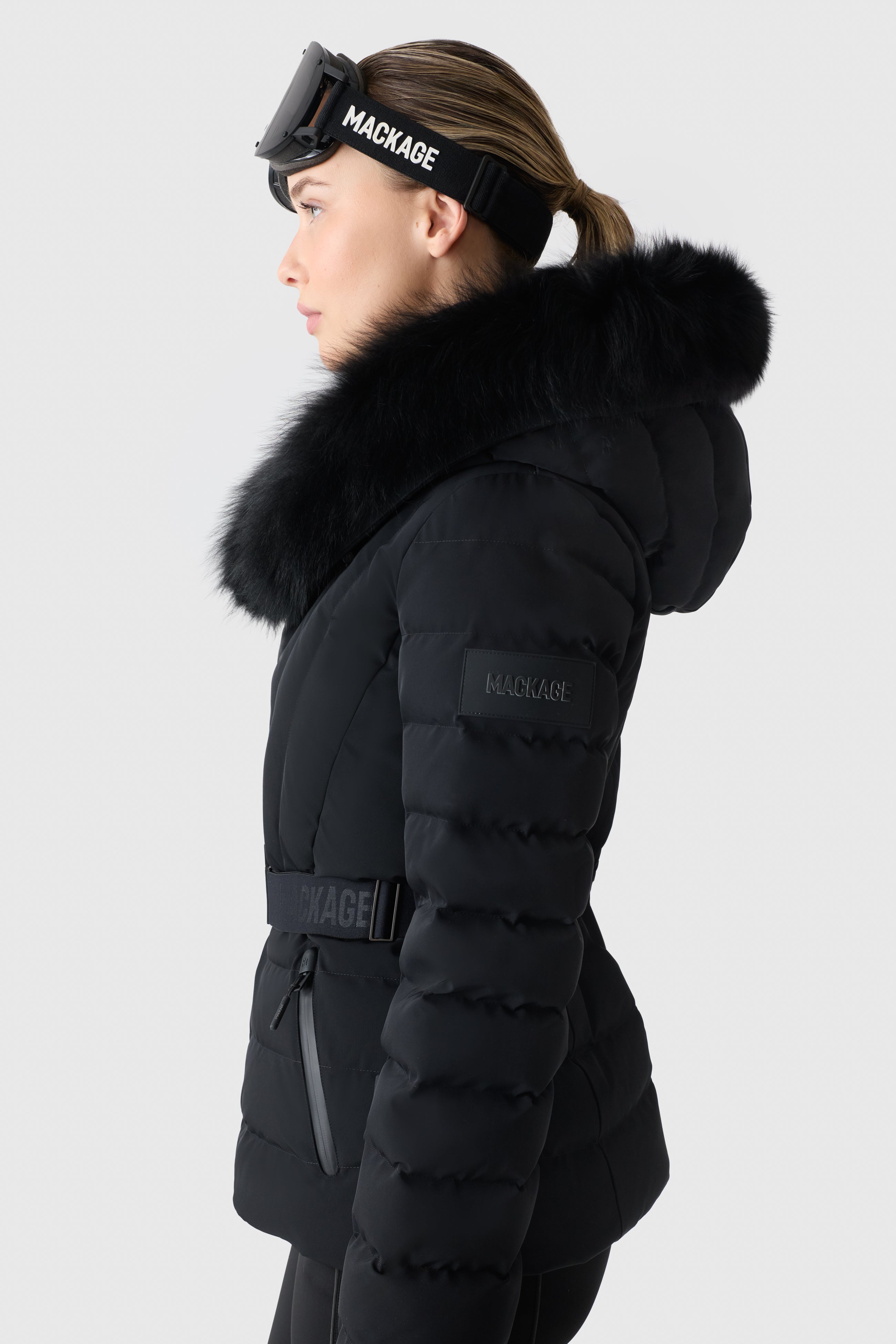 ELITA-ZR Down ski jacket - removable blue fur trim for Women