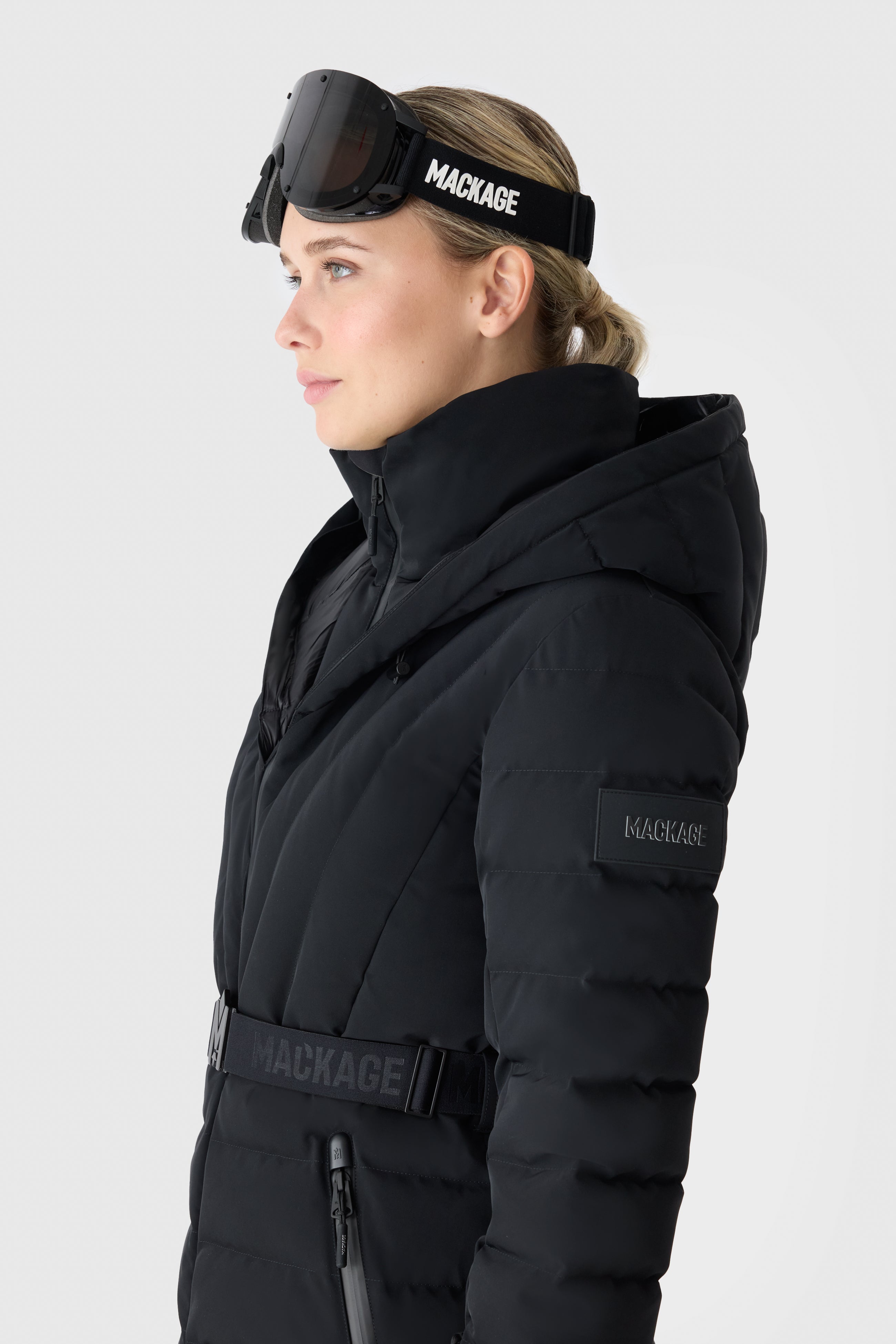 ELITA-ZR Down ski jacket - removable blue fur trim for Women