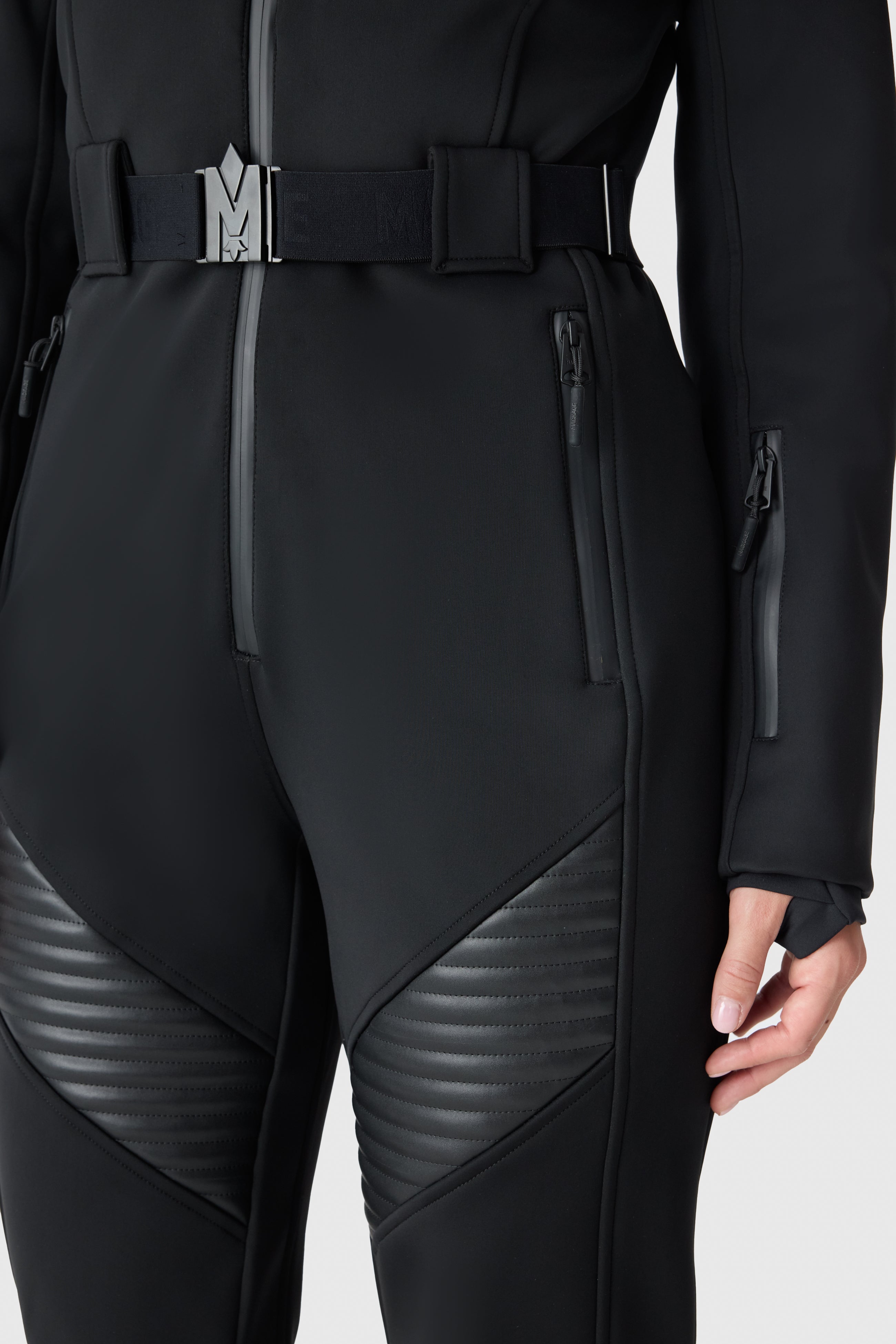 ELLE-ZR Bonded Fleece Ski Suit - removable Fur Hood for Women