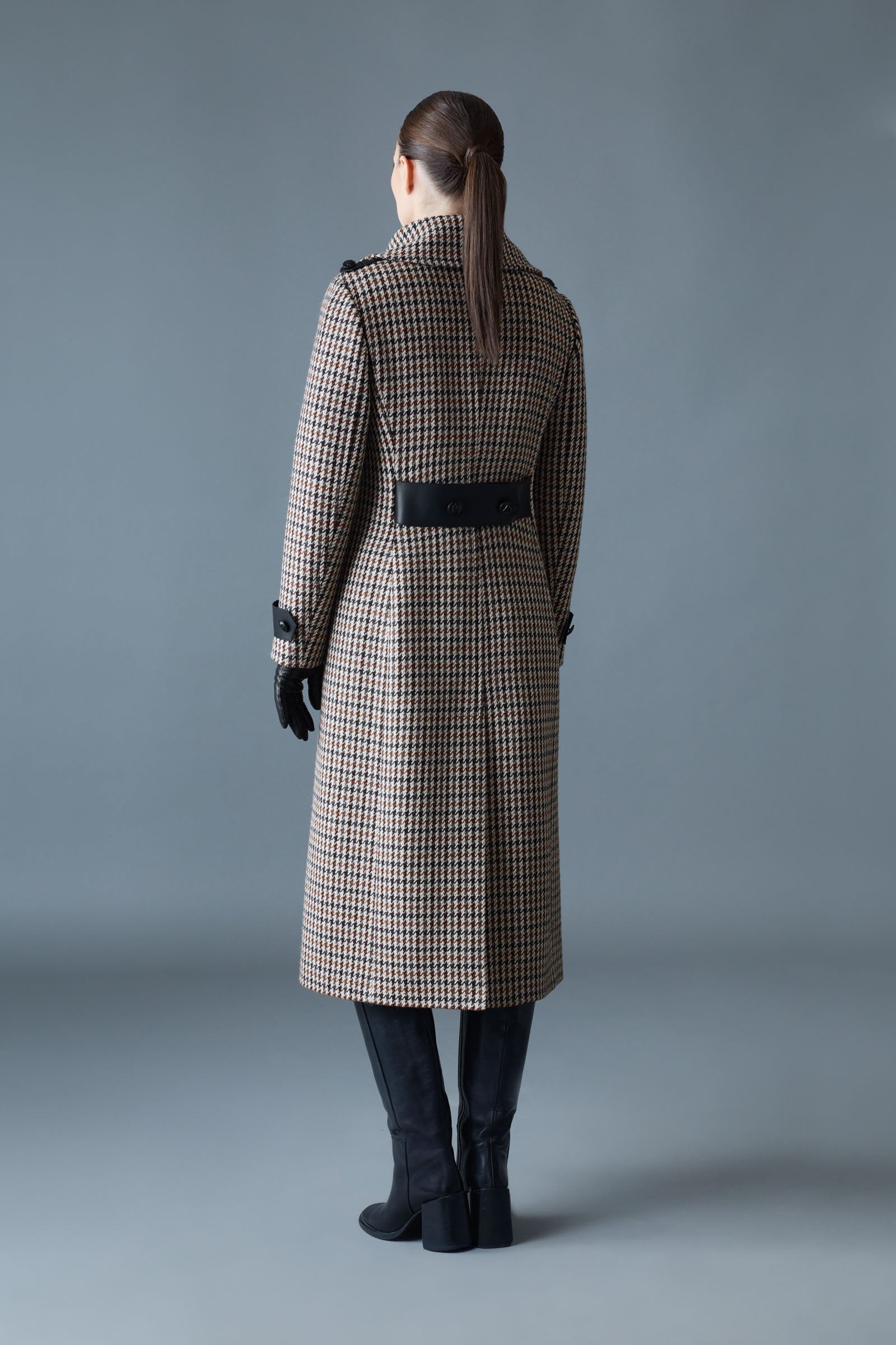 ELODIE-HT Houndstooth Wool Maxi Coat for Women | Mackage Canada