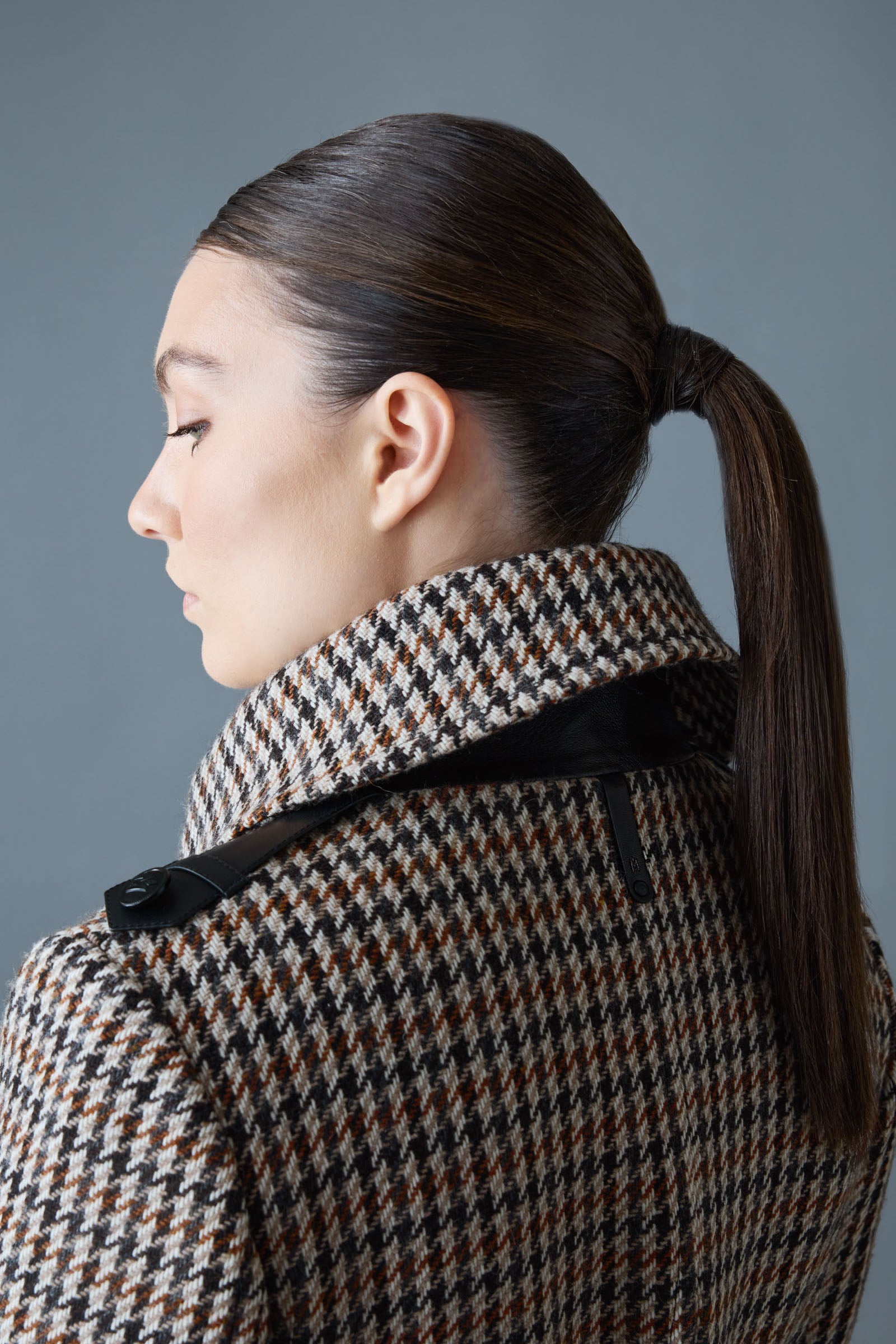 ELODIE-HT Houndstooth Wool Maxi Coat for Women | Mackage Canada