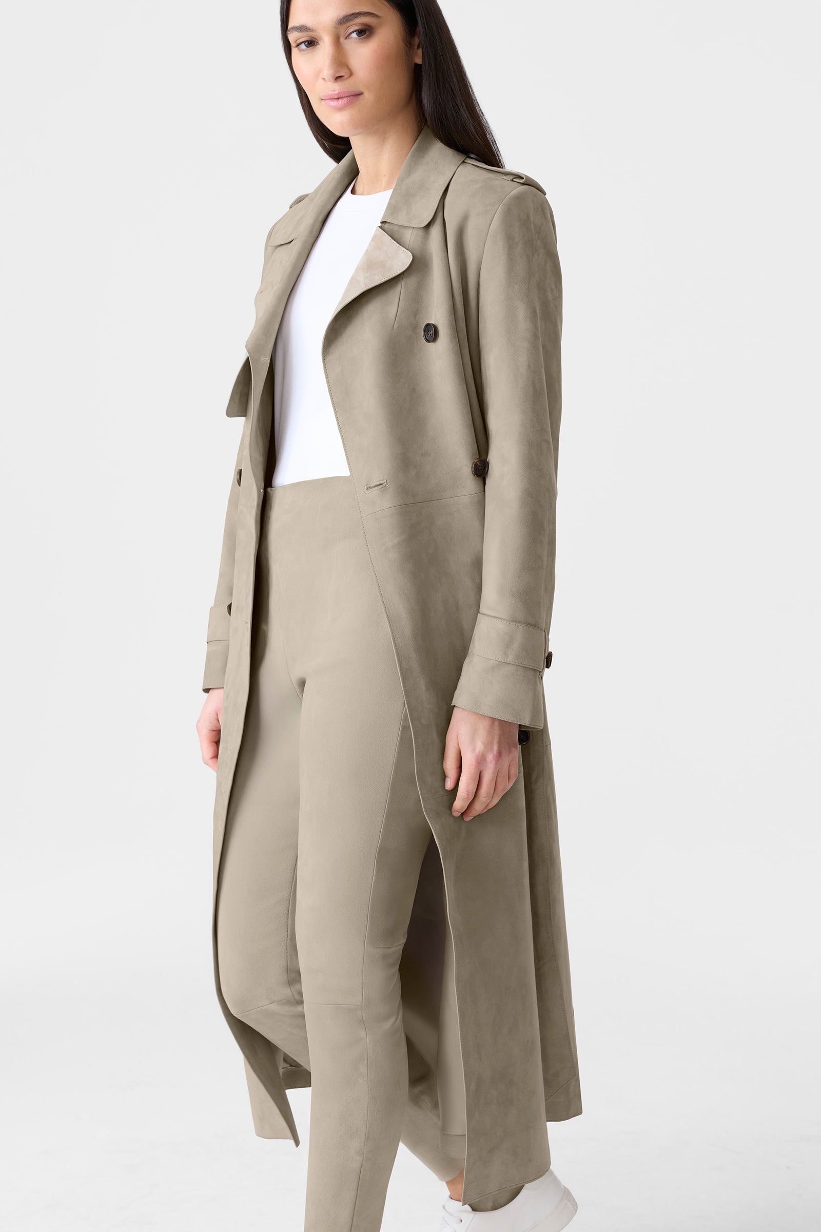 GAEL-SU Maxi Suede Trench Coat for Women | Mackage® CA