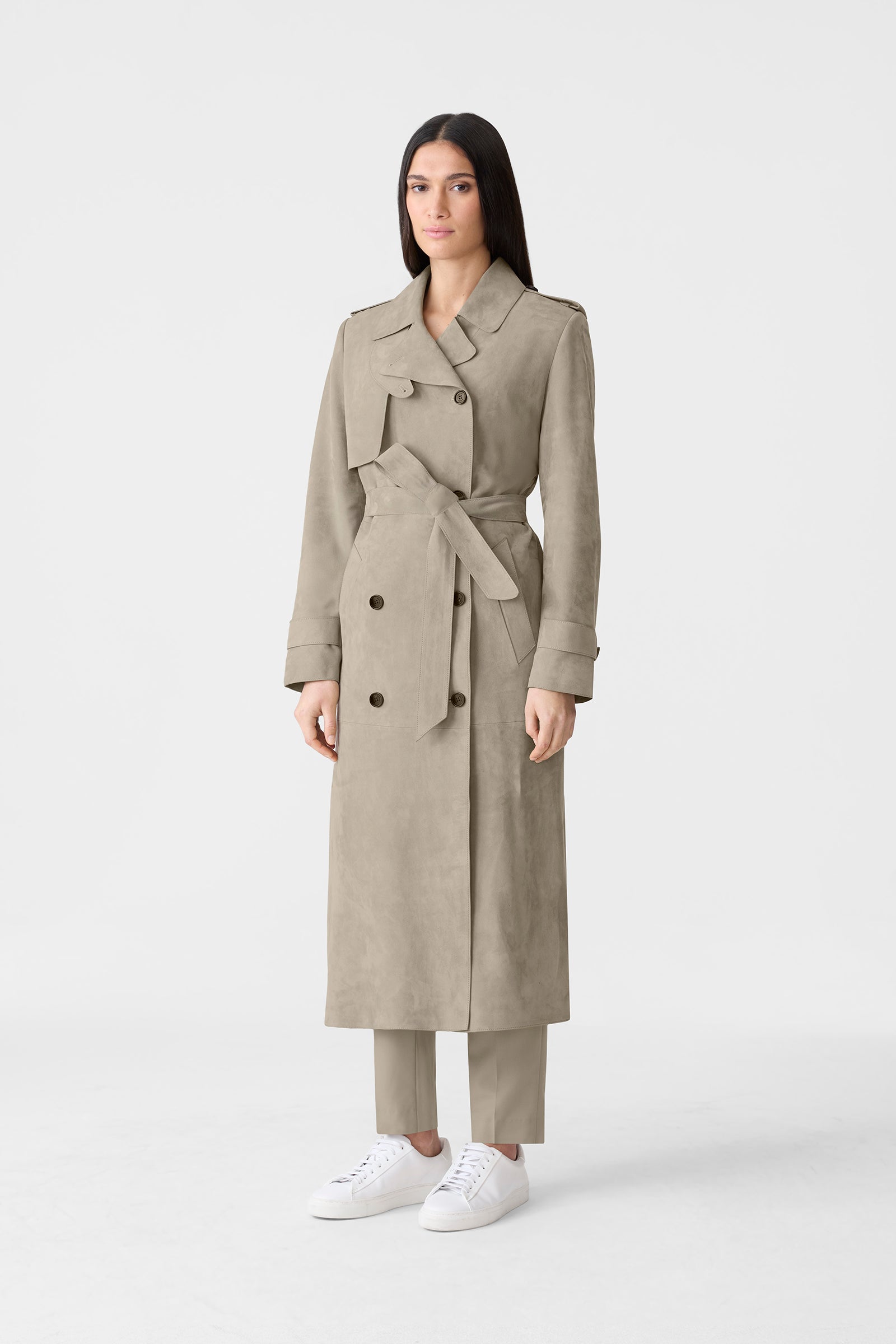 GAEL-SU Maxi Suede Trench Coat for Women | Mackage® CA