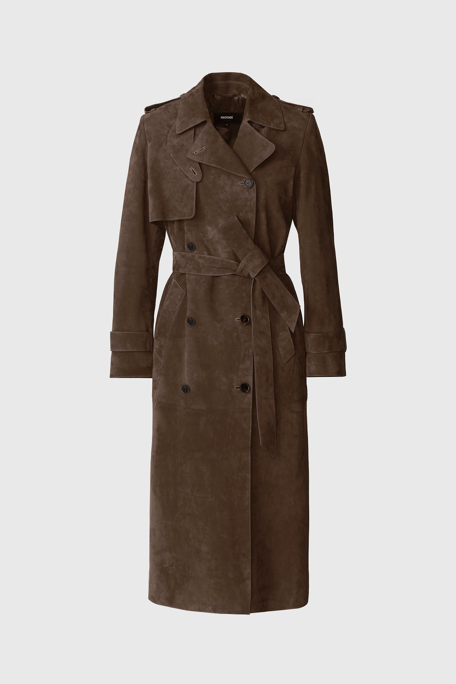 GAEL-SU Maxi Suede Trench Coat for Women | Mackage® CA