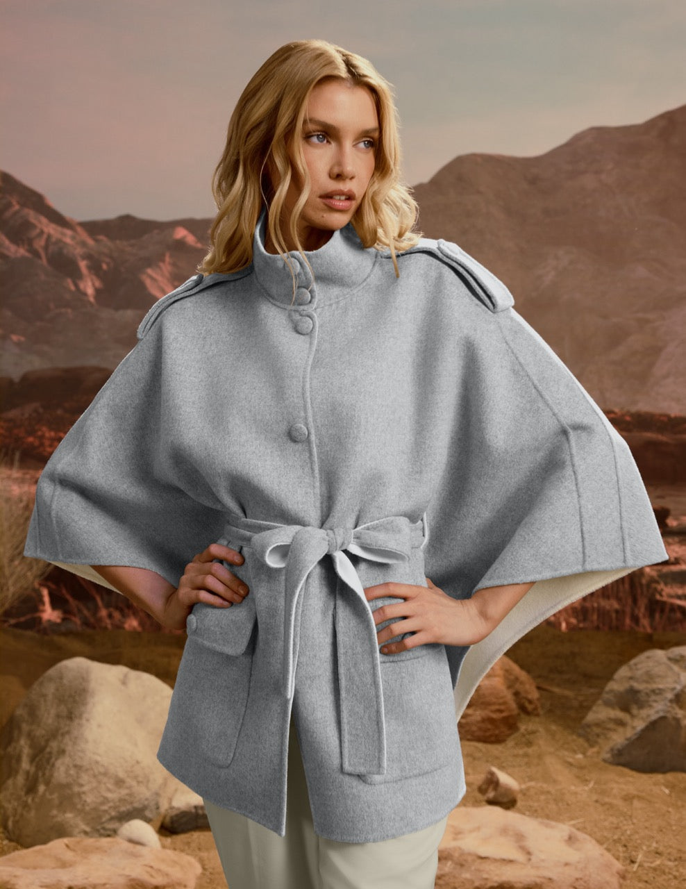 HENRIETTA Wool Cape Jacket for Women | Mackage® CA