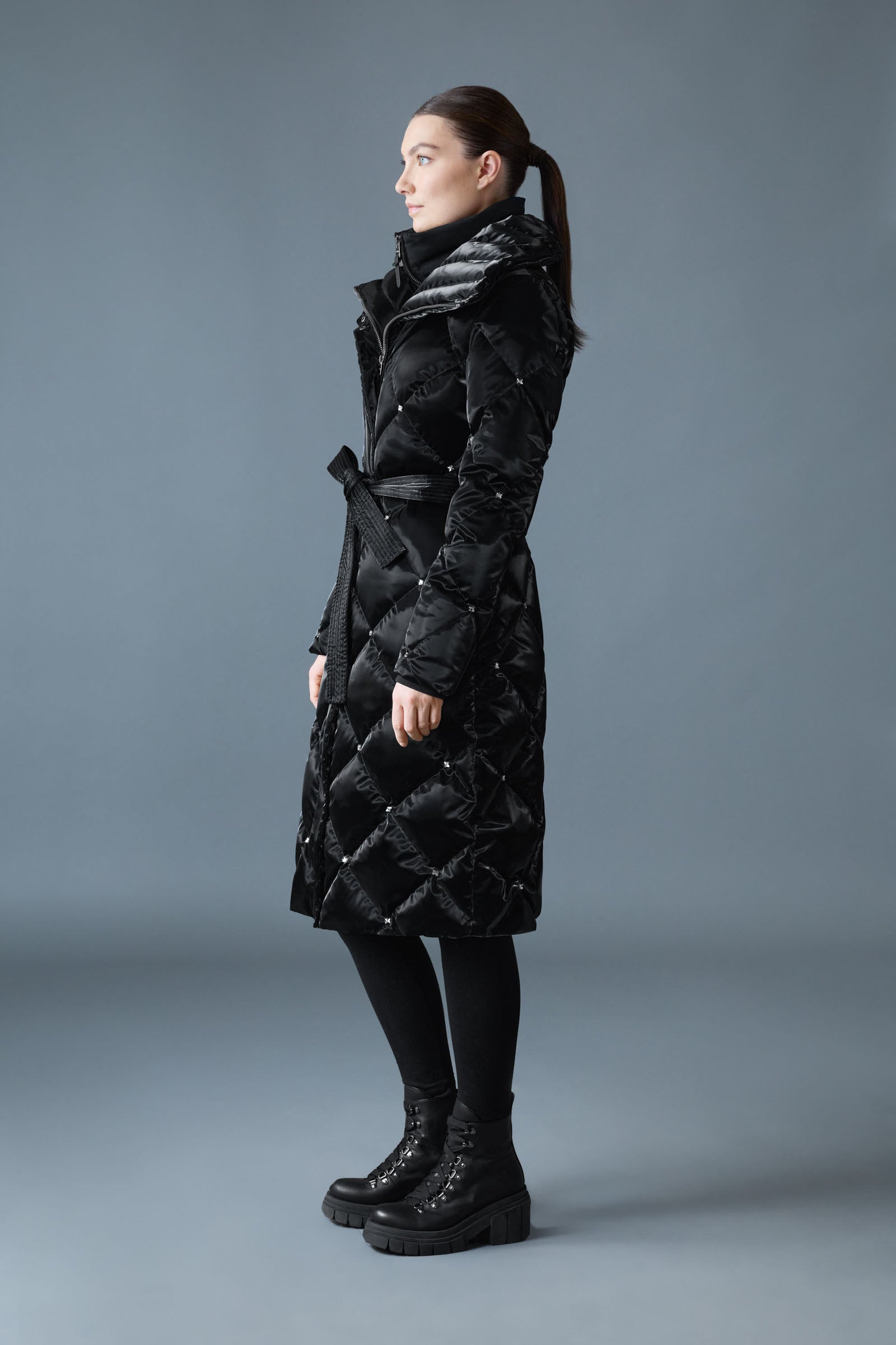 IZUMI-GLO 2-in-1 Quilted Down Coat With Removable Bib for Women