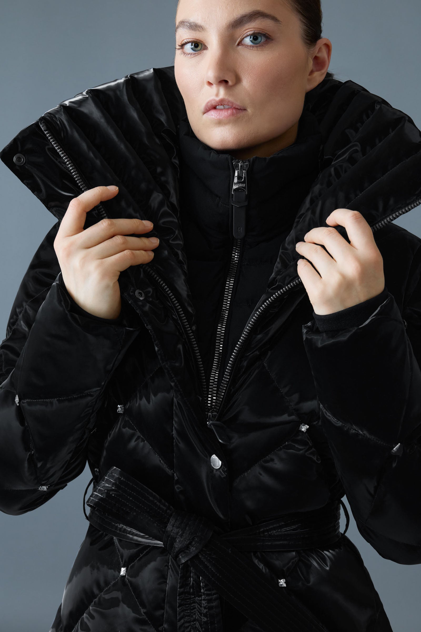 IZUMI-GLO 2-in-1 Quilted Down Coat With Removable Bib for Women