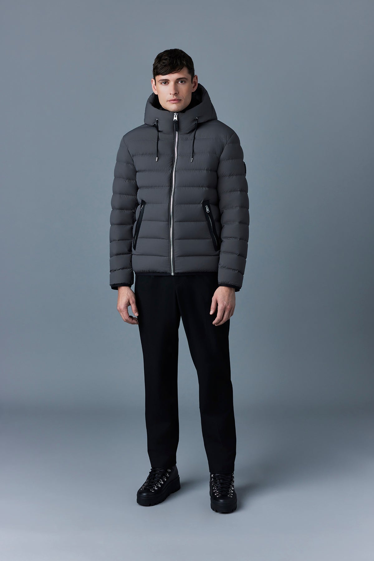 MACKAGE jack ダウン Jack, Agile-360 stretch light down jacket with hood for men