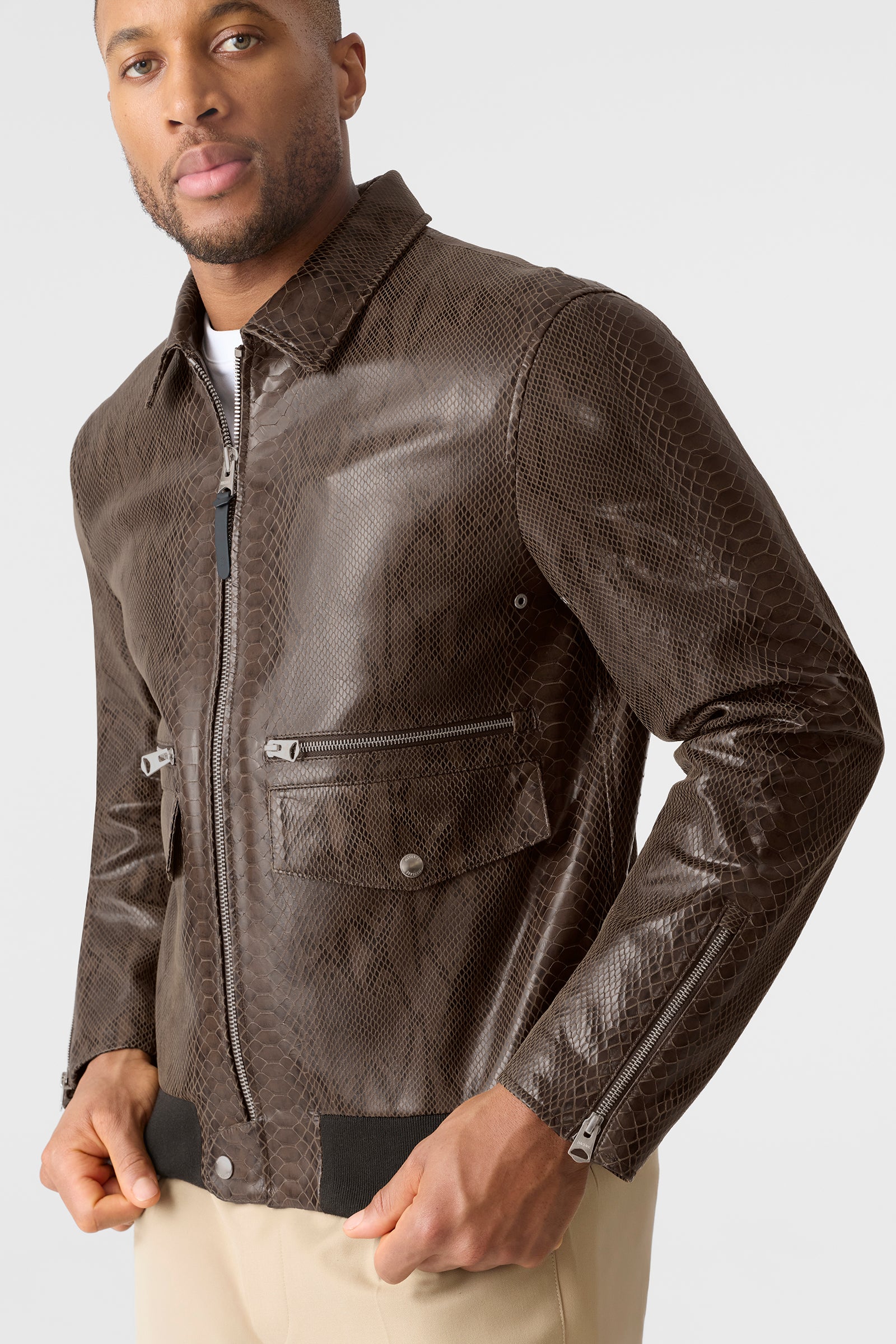 JAKARI-SNK Snake Pattern Leather Jacket for Men | Mackage® CA