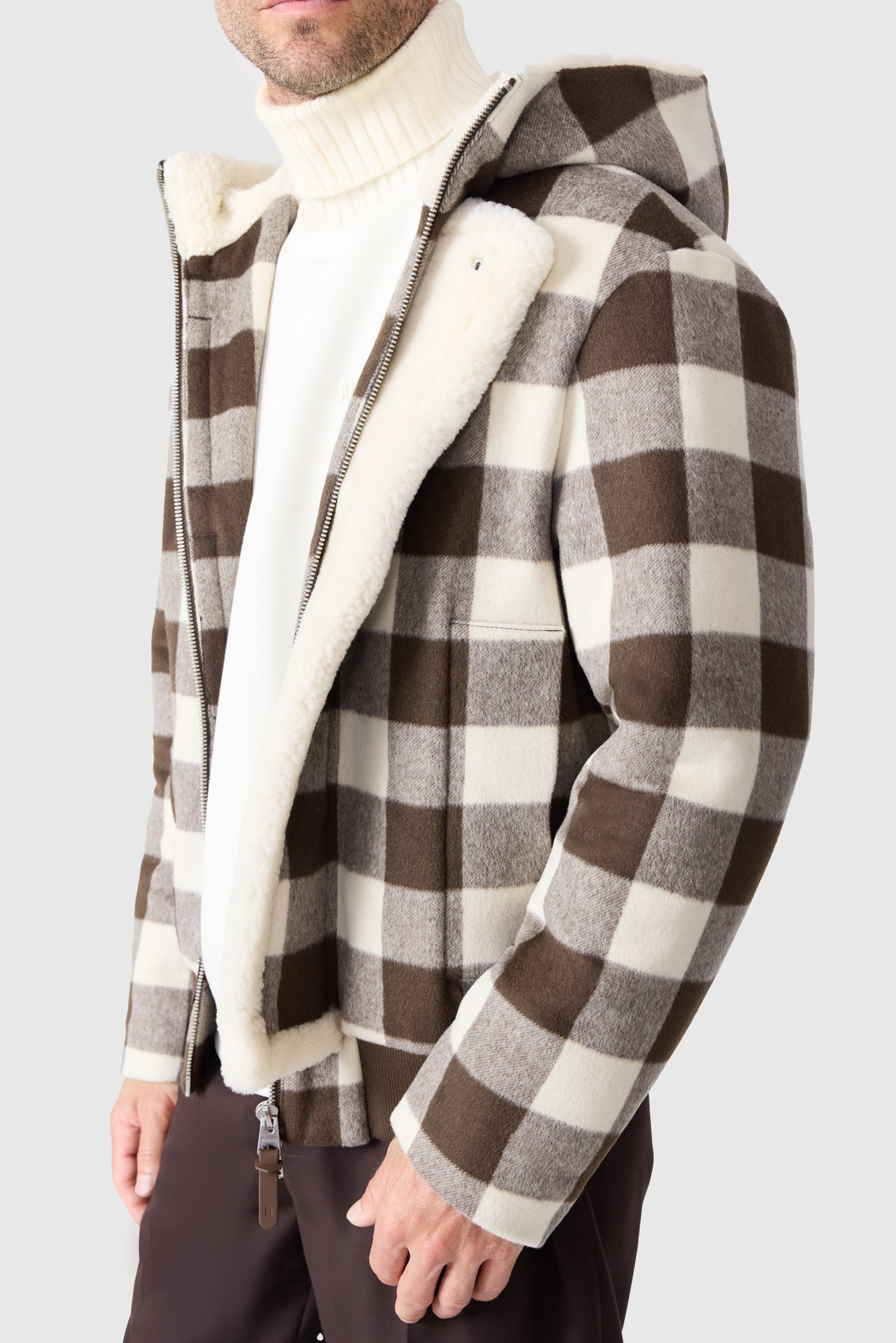 Mackageマッカージュ/Jay Shearling-Lined Jacket JAY-PL Plaid Wool Jacket With Shearling-Lined Hood for Men