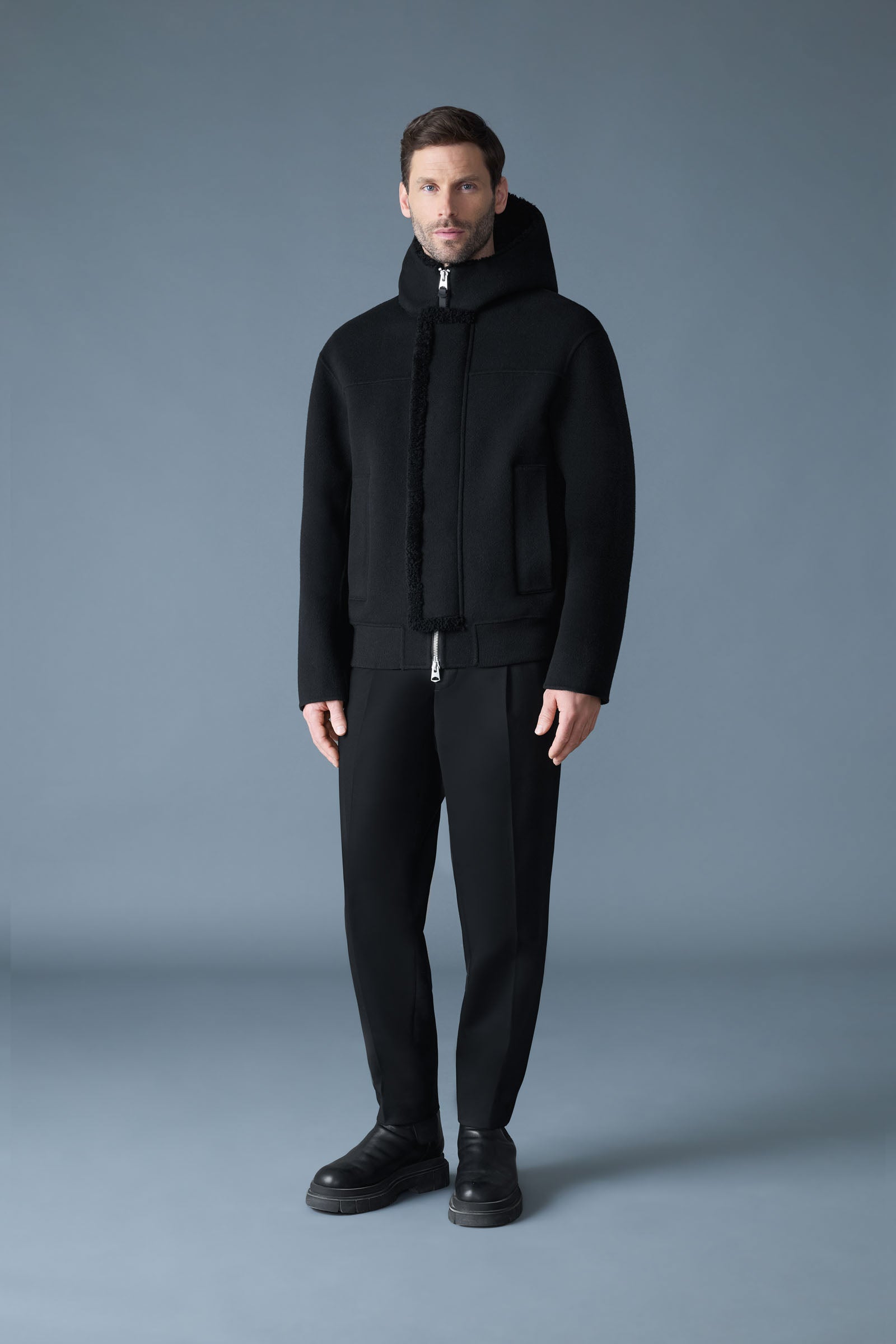 JAY Heavy Double-Face Wool Hooded Jacket for Men | Mackage® CA