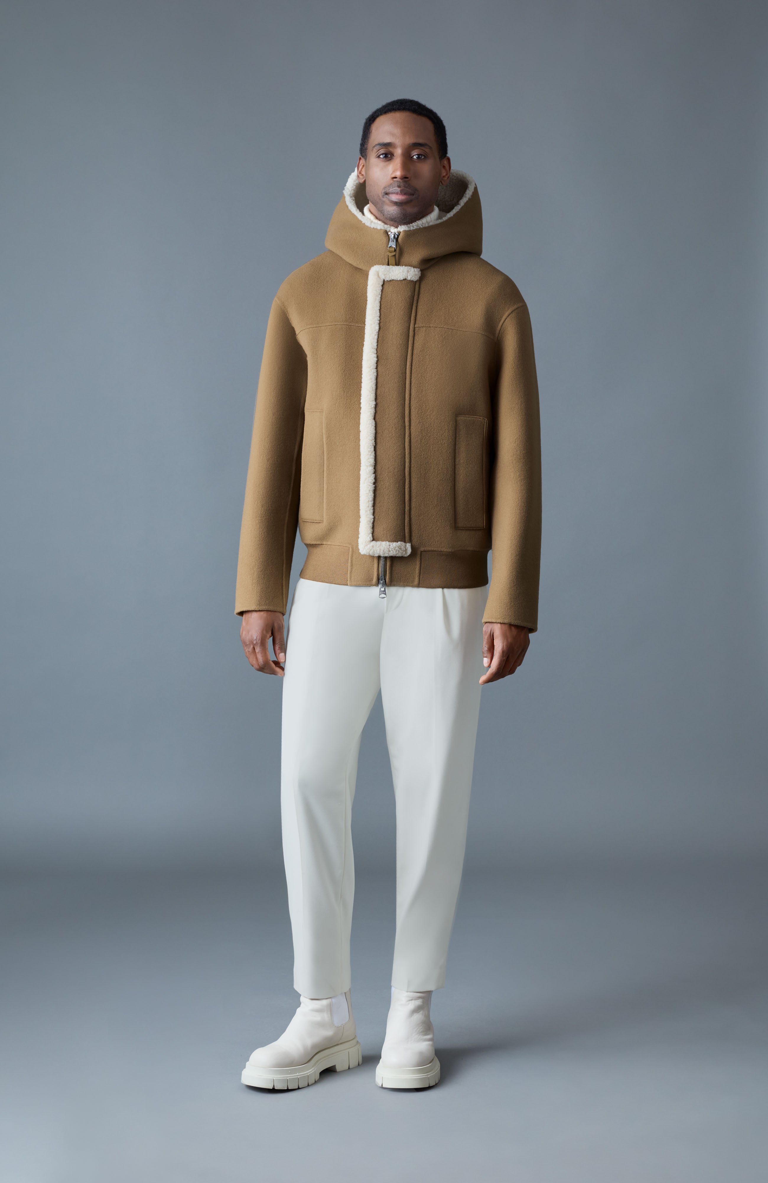 JAY Heavy Double-Face Wool Hooded Jacket for Men | Mackage Canada