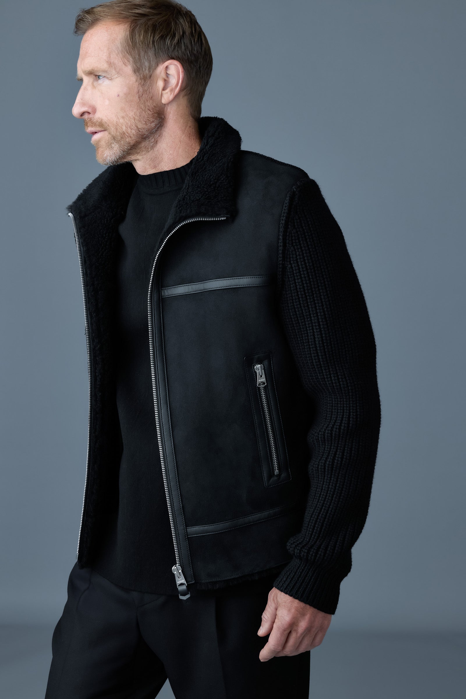 Jonathan, mixed-media shearling jacket | Mackage® Canada