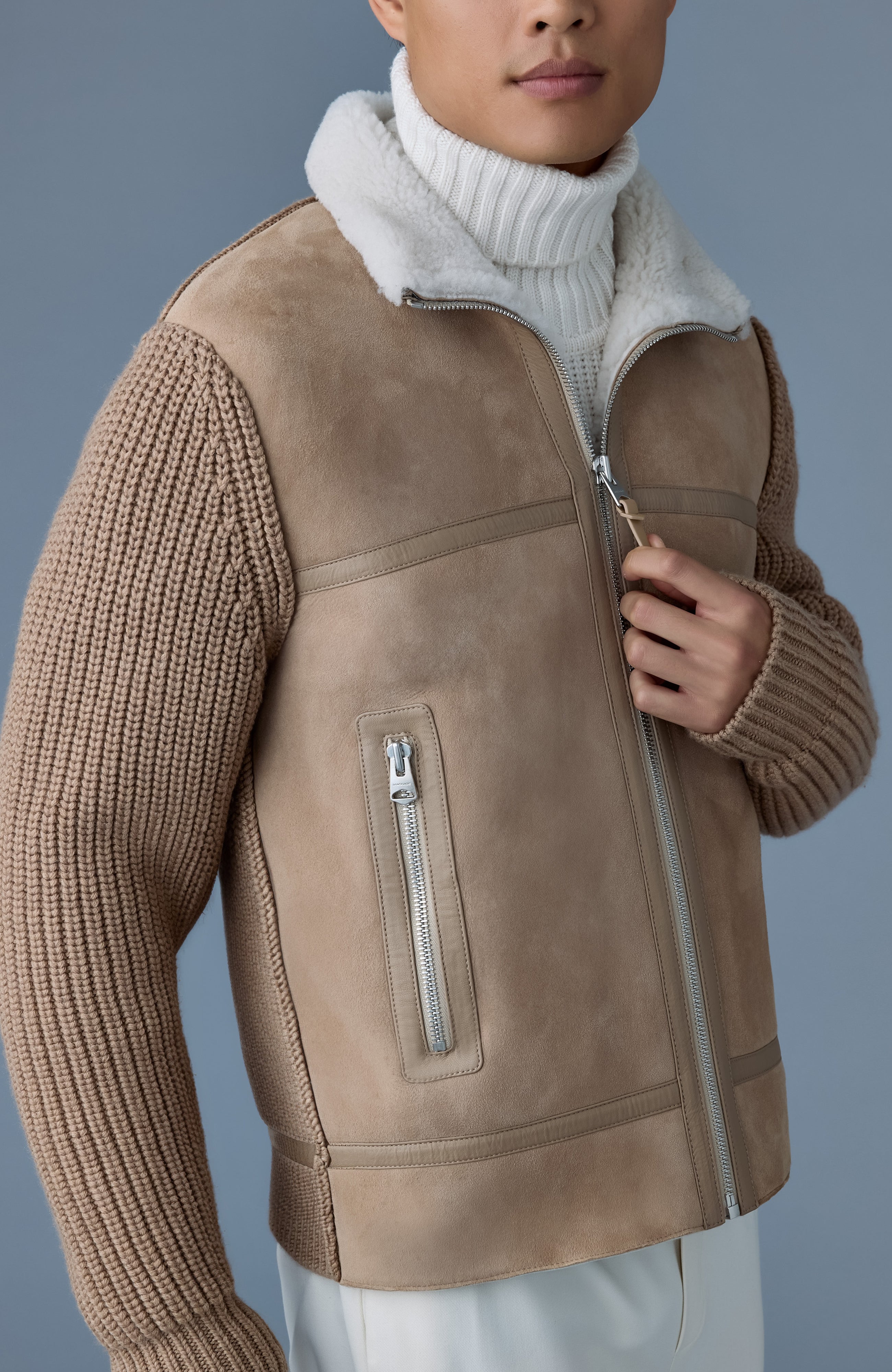 JONATHAN mixed-media shearling jacket for Men | Mackage® CA