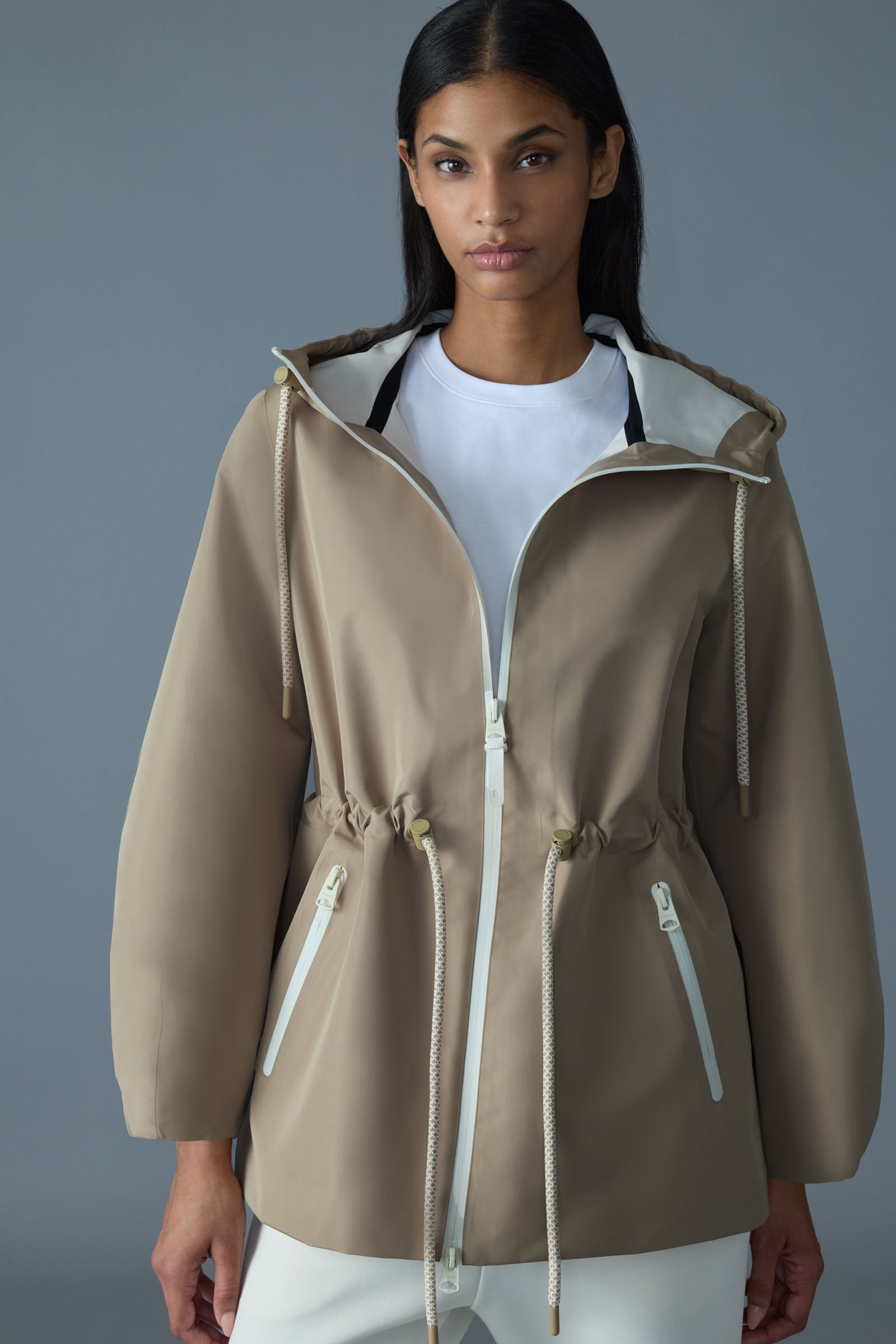 KALEA-ZZ Technical rain jacket with drawcord waist for Women