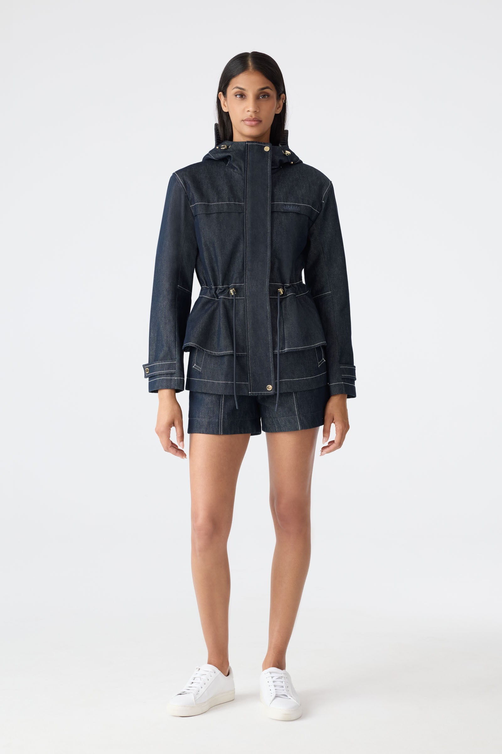 KAORI-DNM Hybrid Jacket with Peplum Detail for Women | Mackage® CA