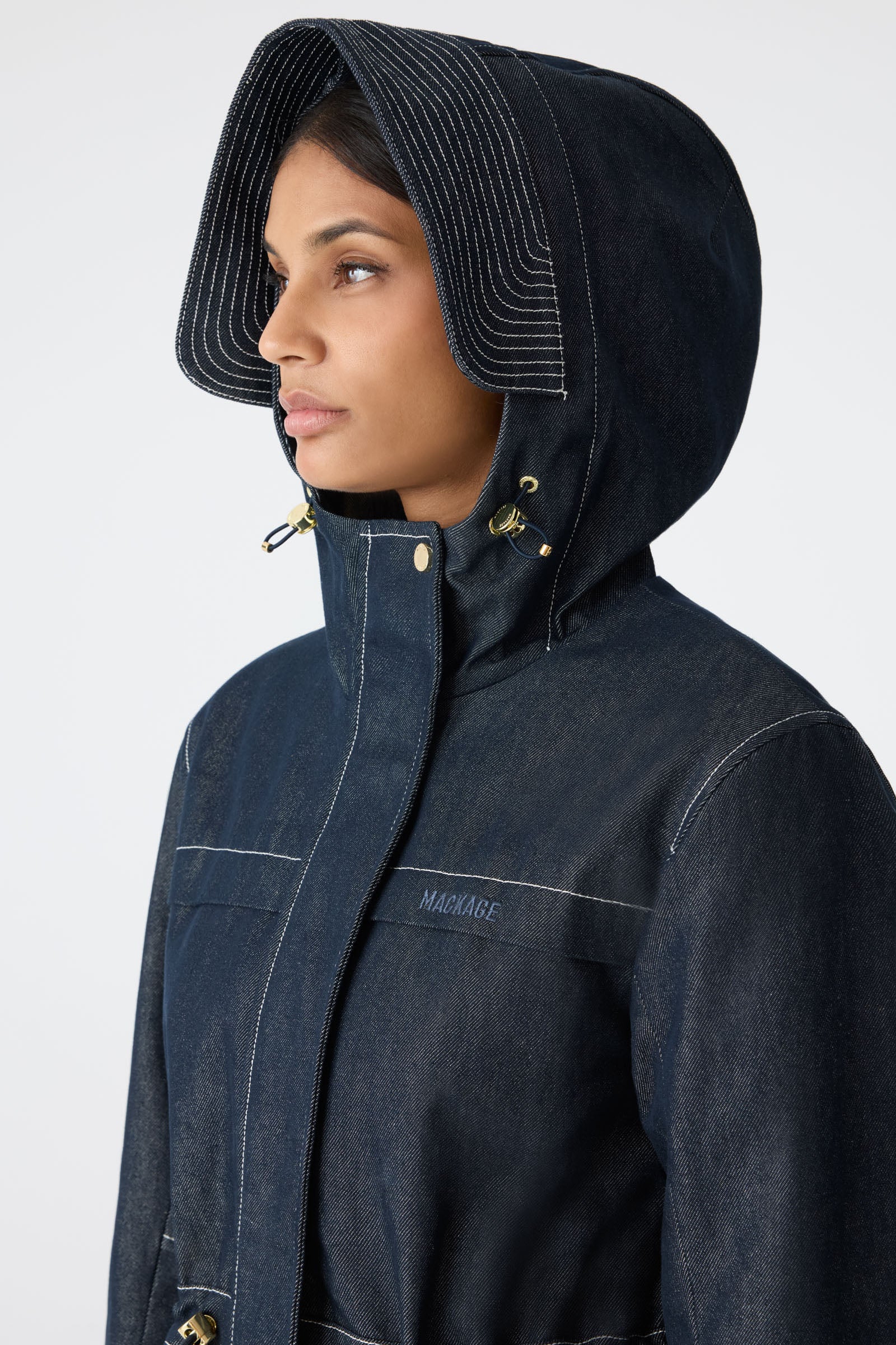 KAORI-DNM Hybrid Jacket with Peplum Detail for Women | Mackage® CA