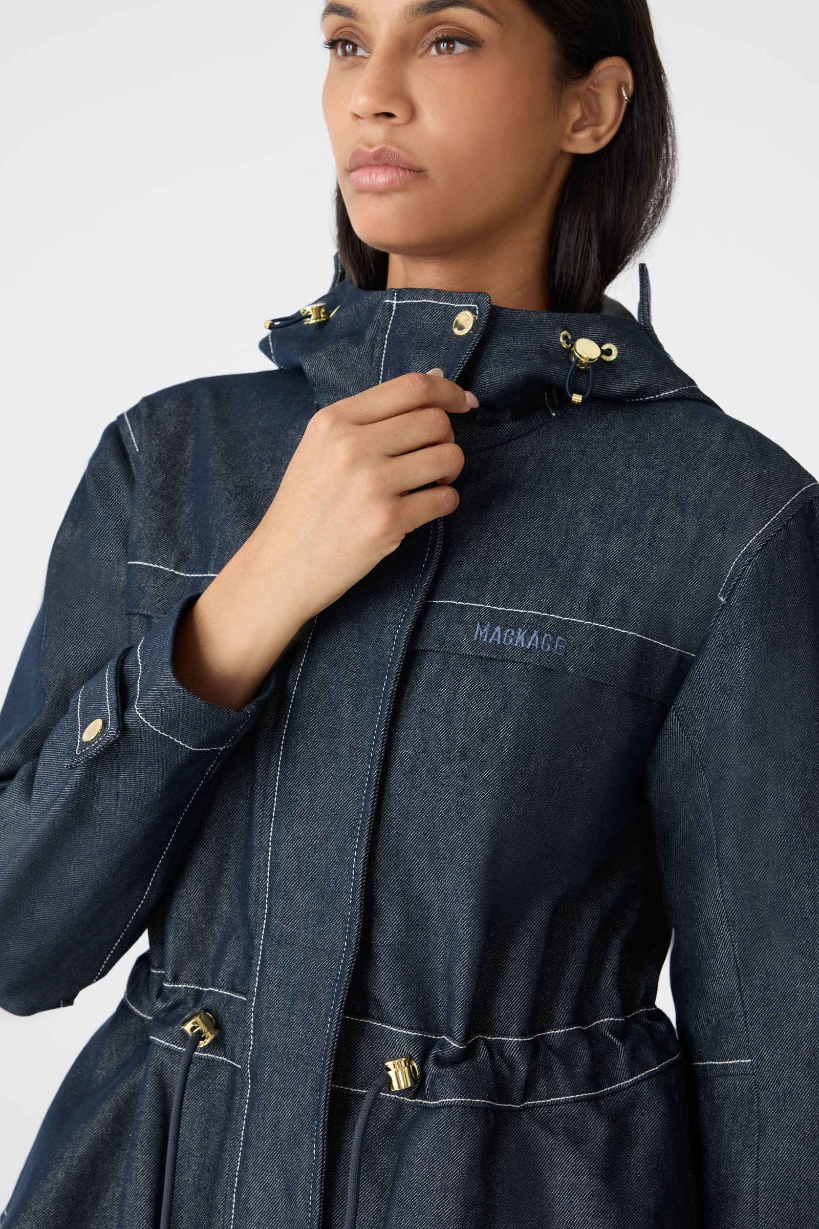 KAORI-DNM Hybrid Jacket with Peplum Detail for Women | Mackage® CA