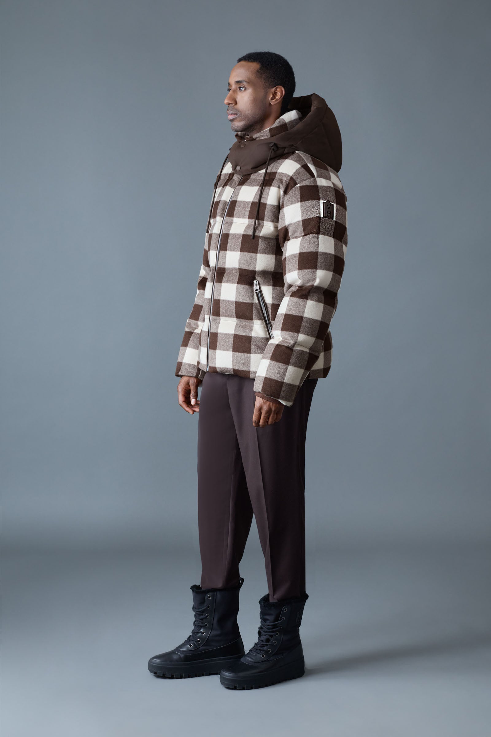 KENT-PL Plaid Hooded Down Jacket for Men | Mackage® CA