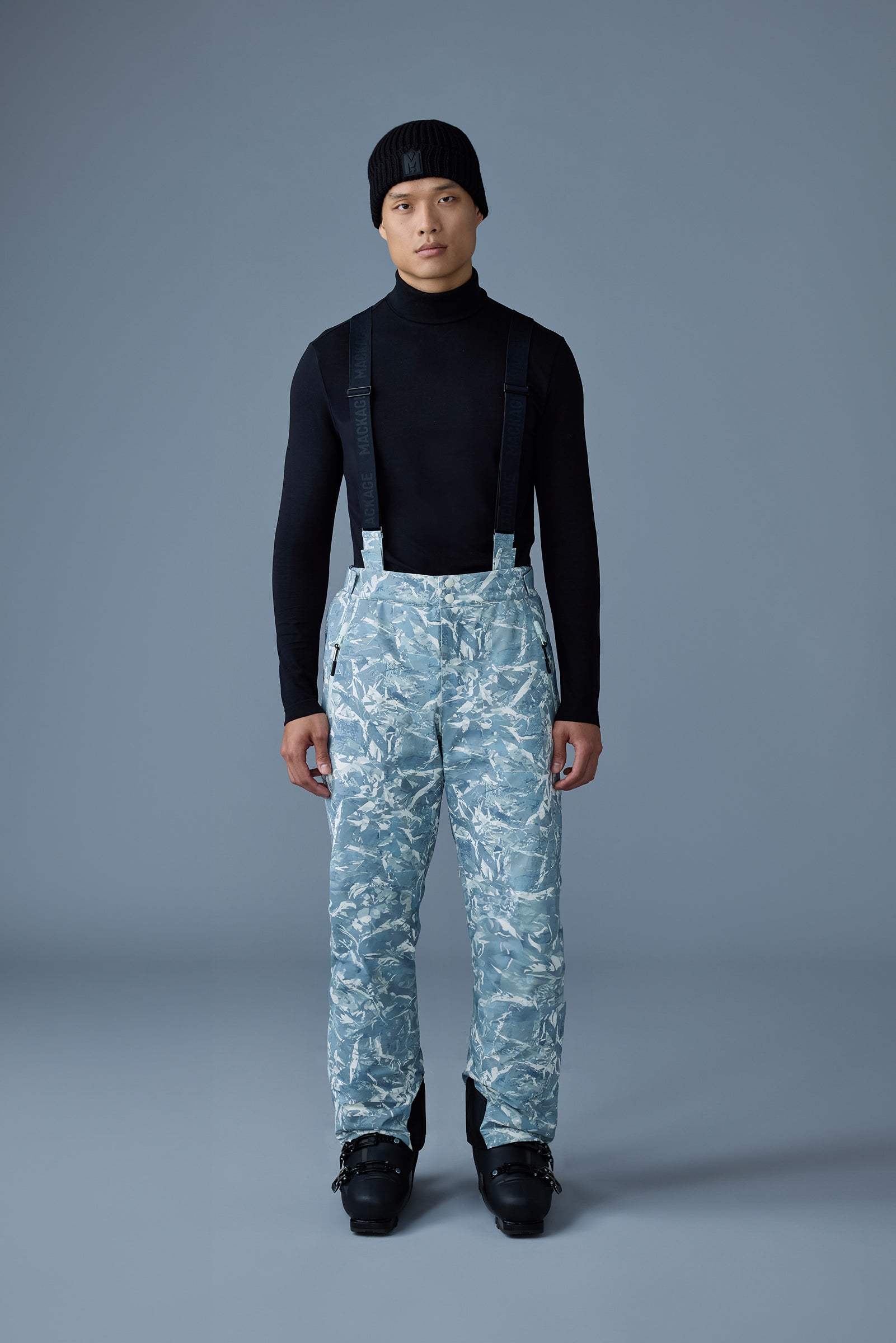 Kenyon-FP, frost pattern ski pants with removable suspender