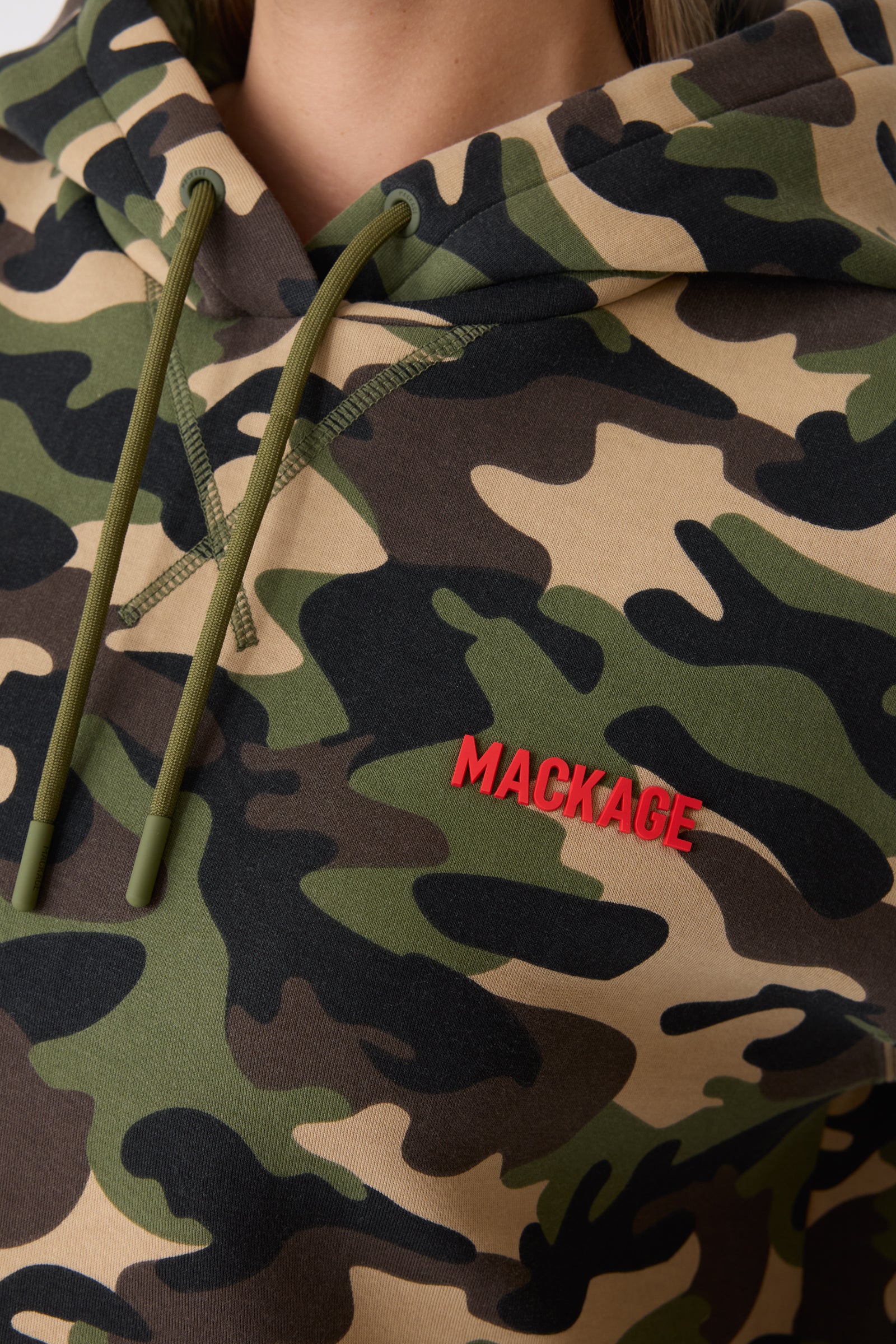 KRYSTIANA-CAMO Double-Face Jersey Hoodie for Women | Mackage® CA