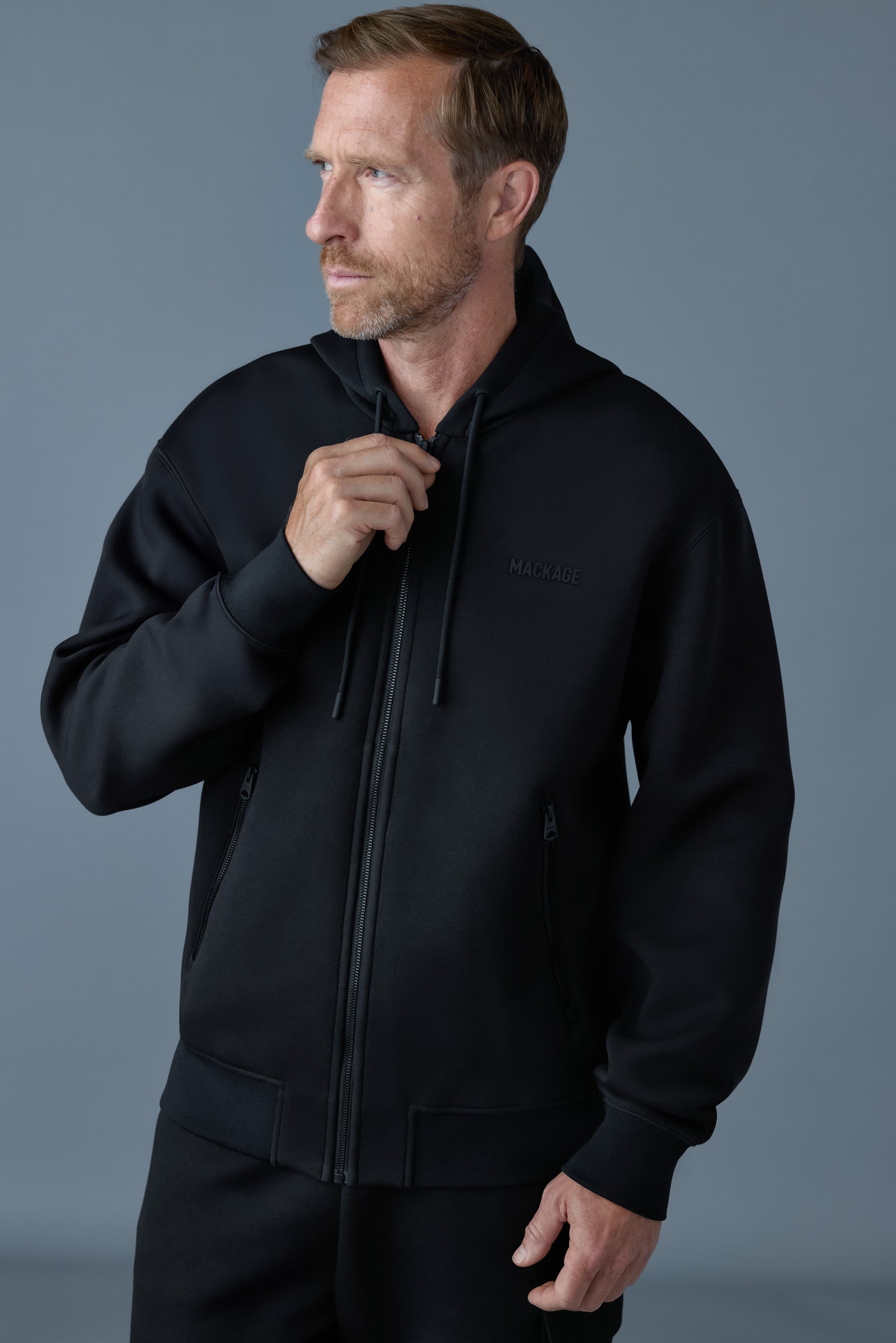 KRYSTOS double-face jersey zip-up hoodie for Men | Mackage® CA