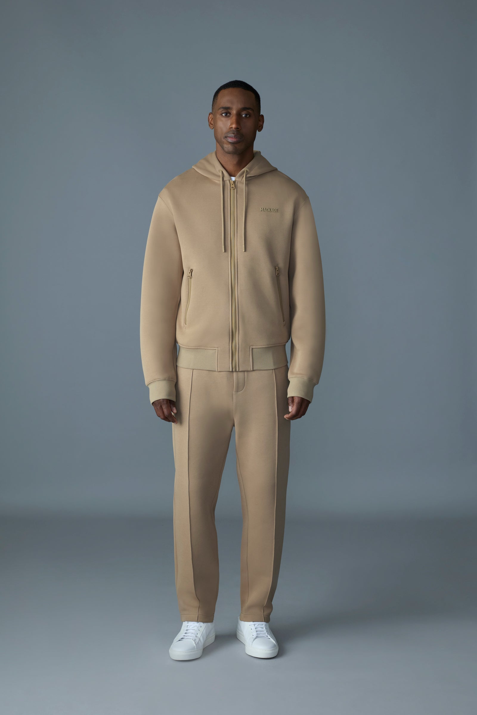 Krystos, double-face jersey zip-up hoodie | Mackage® Canada