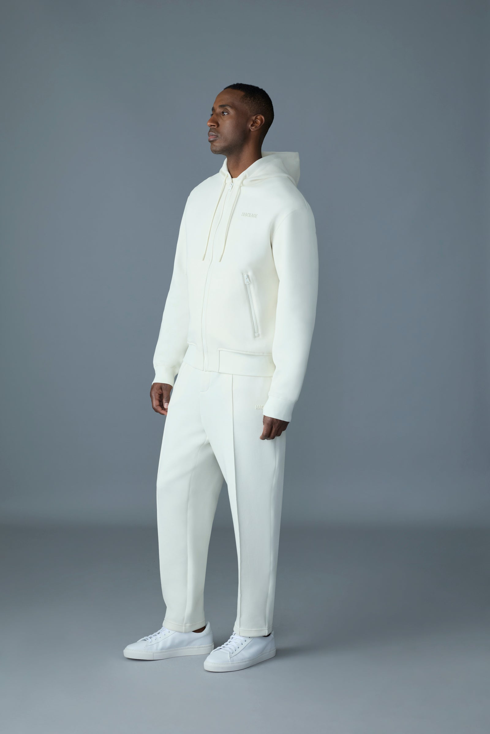 Krystos, double-face jersey zip-up hoodie | Mackage® Canada