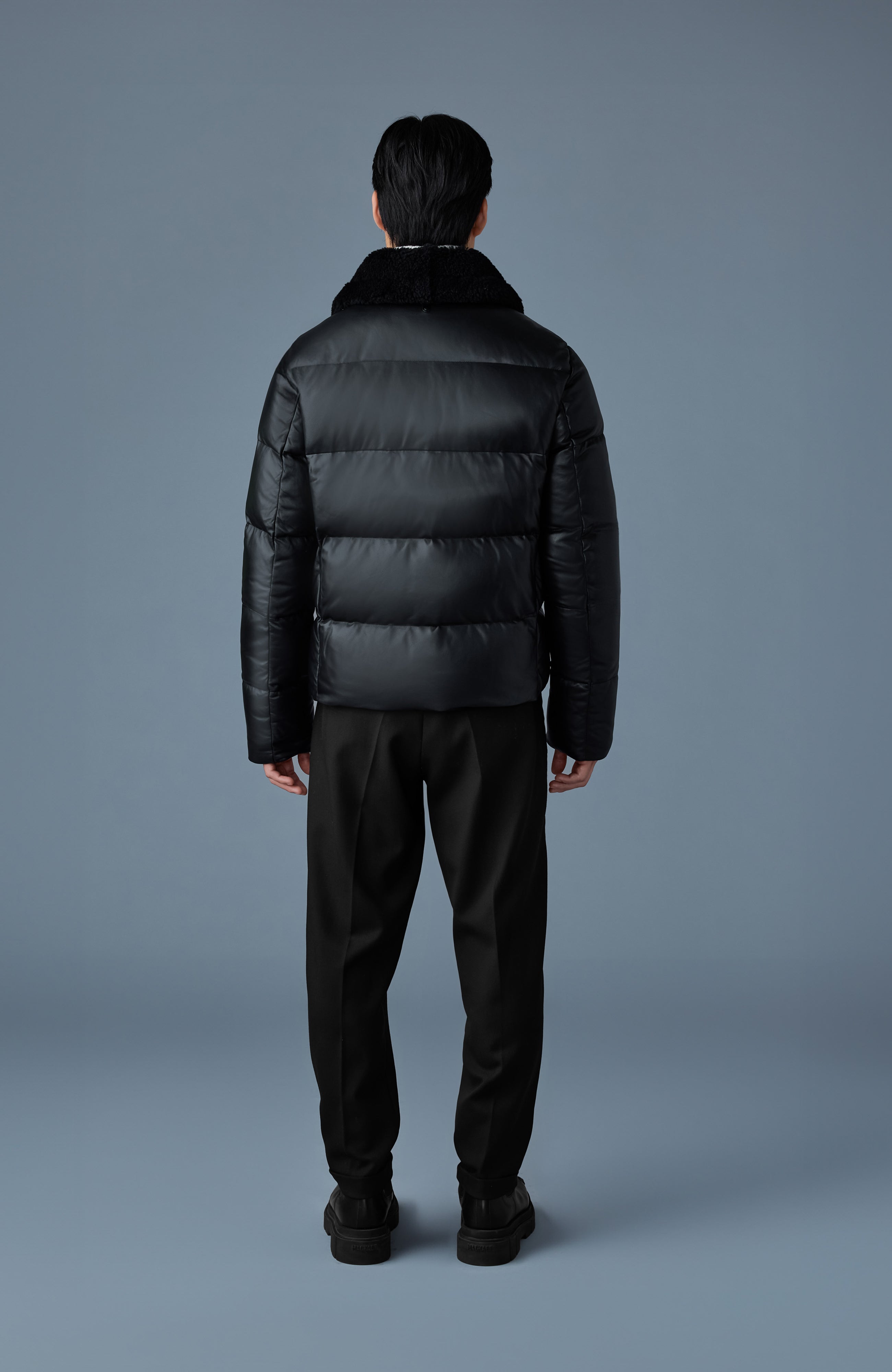 Kyrie, leather down quilted jacket with shearling collar | Mackage