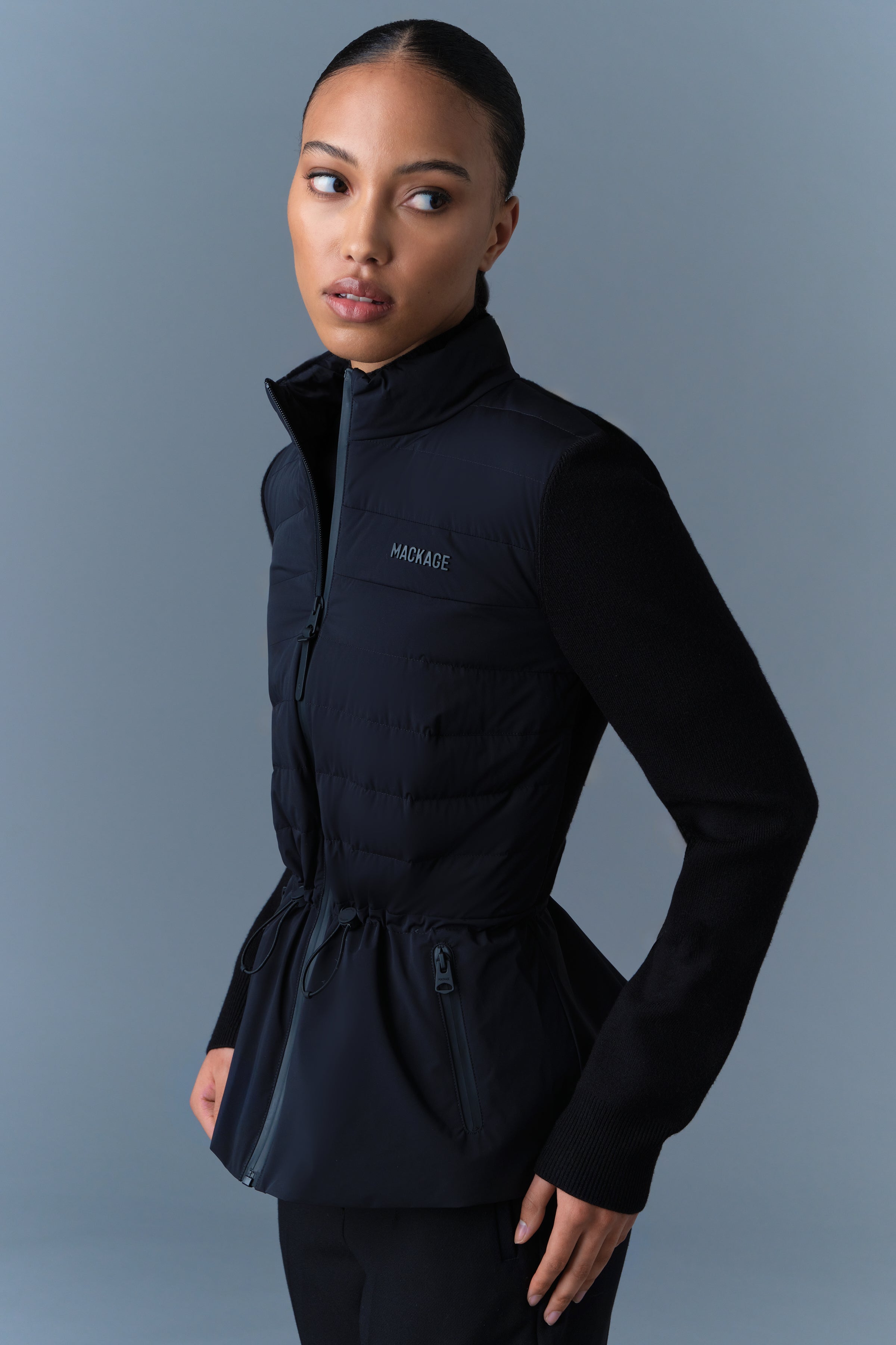 LAIKA-Z Hybrid down jacket with peplum | Mackage® Canada