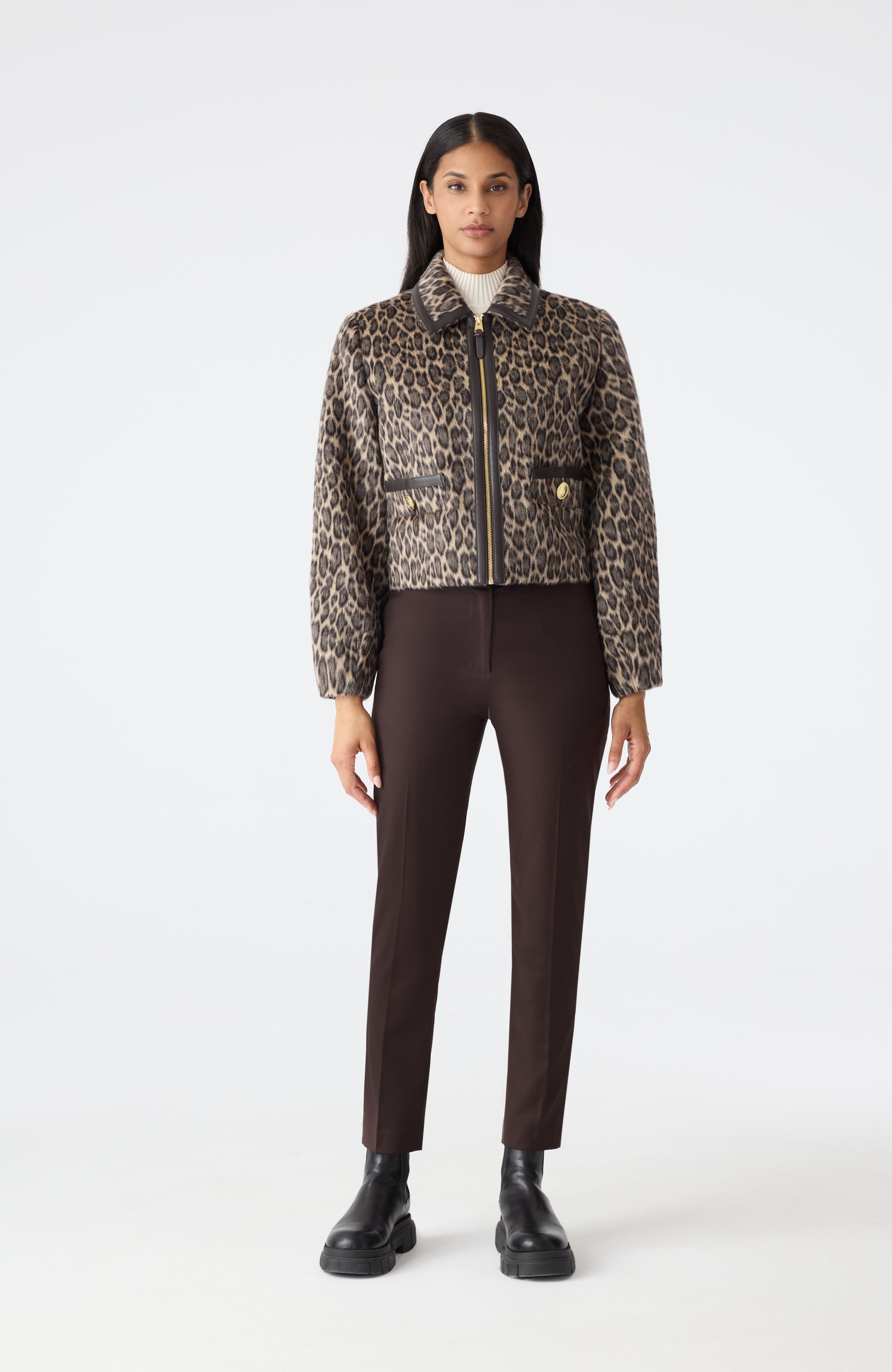 ジャケット・アウター blurhms goat lether jacket LORAH-A Animal-Print Cropped Leather Jacket for Women | Mackage® CA