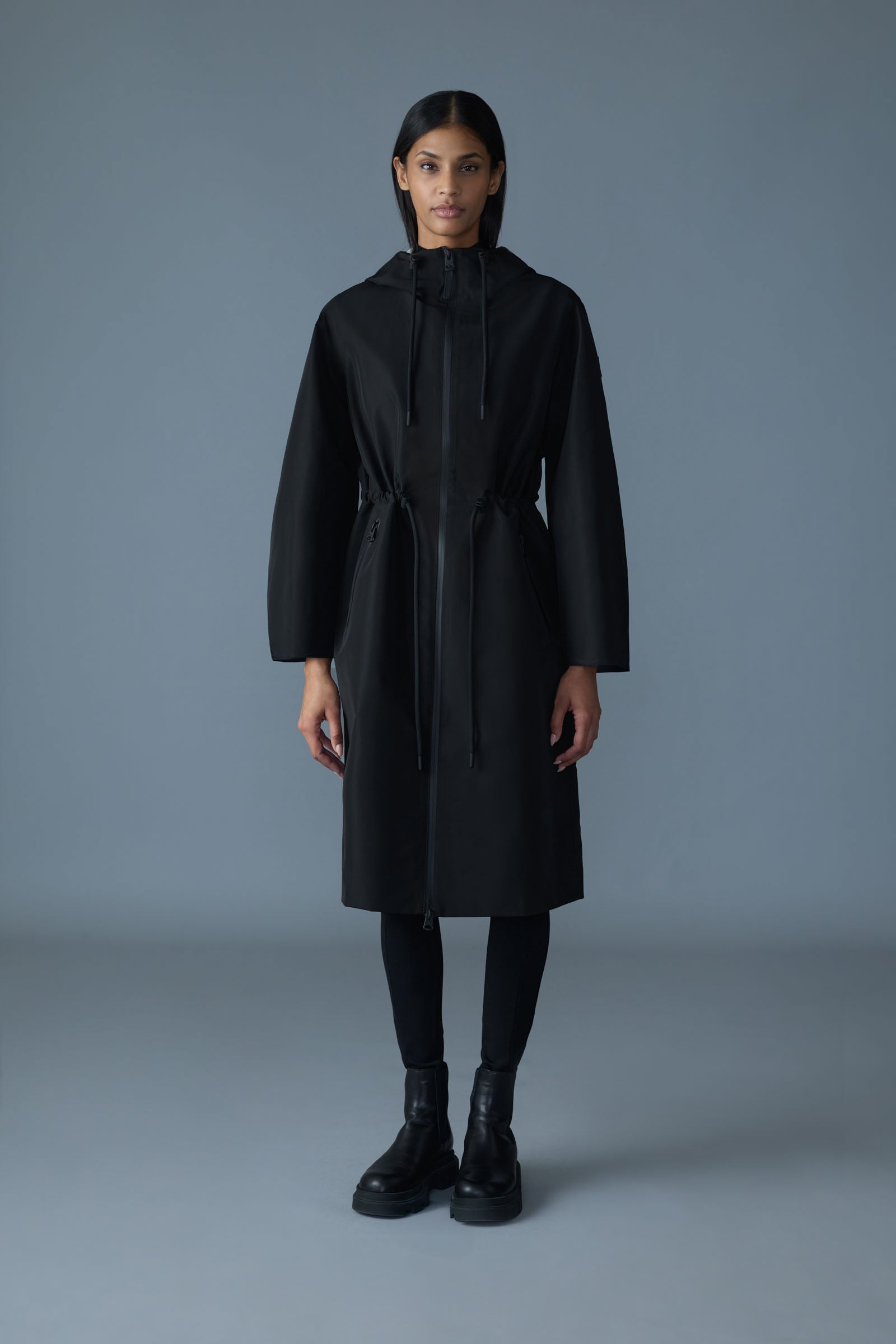 MEKELLE-Z Long recycled technical rain coat for Women | Mackage® CA