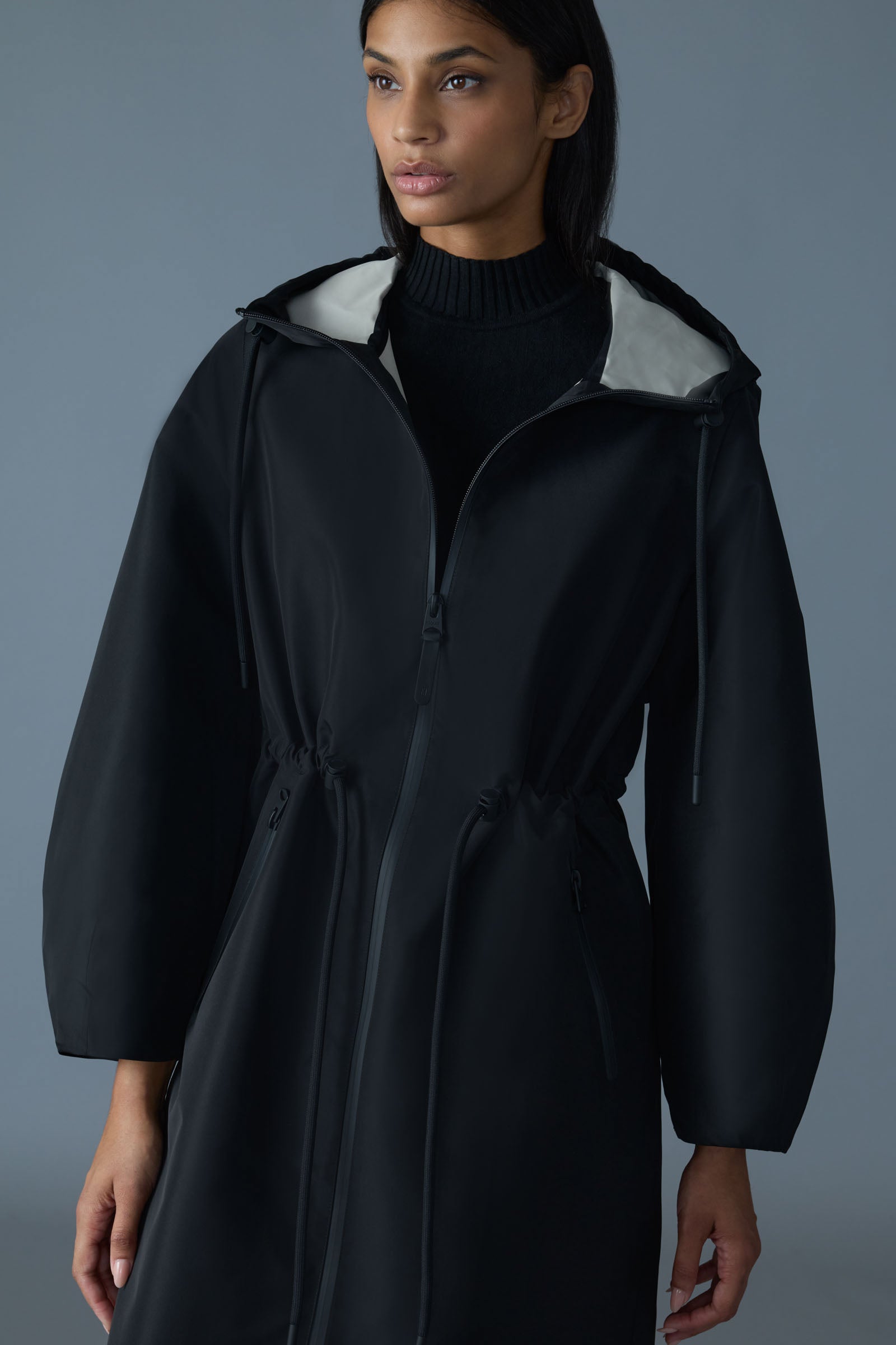 Mekelle-Z, Long recycled technical rain coat | Mackage® Canada